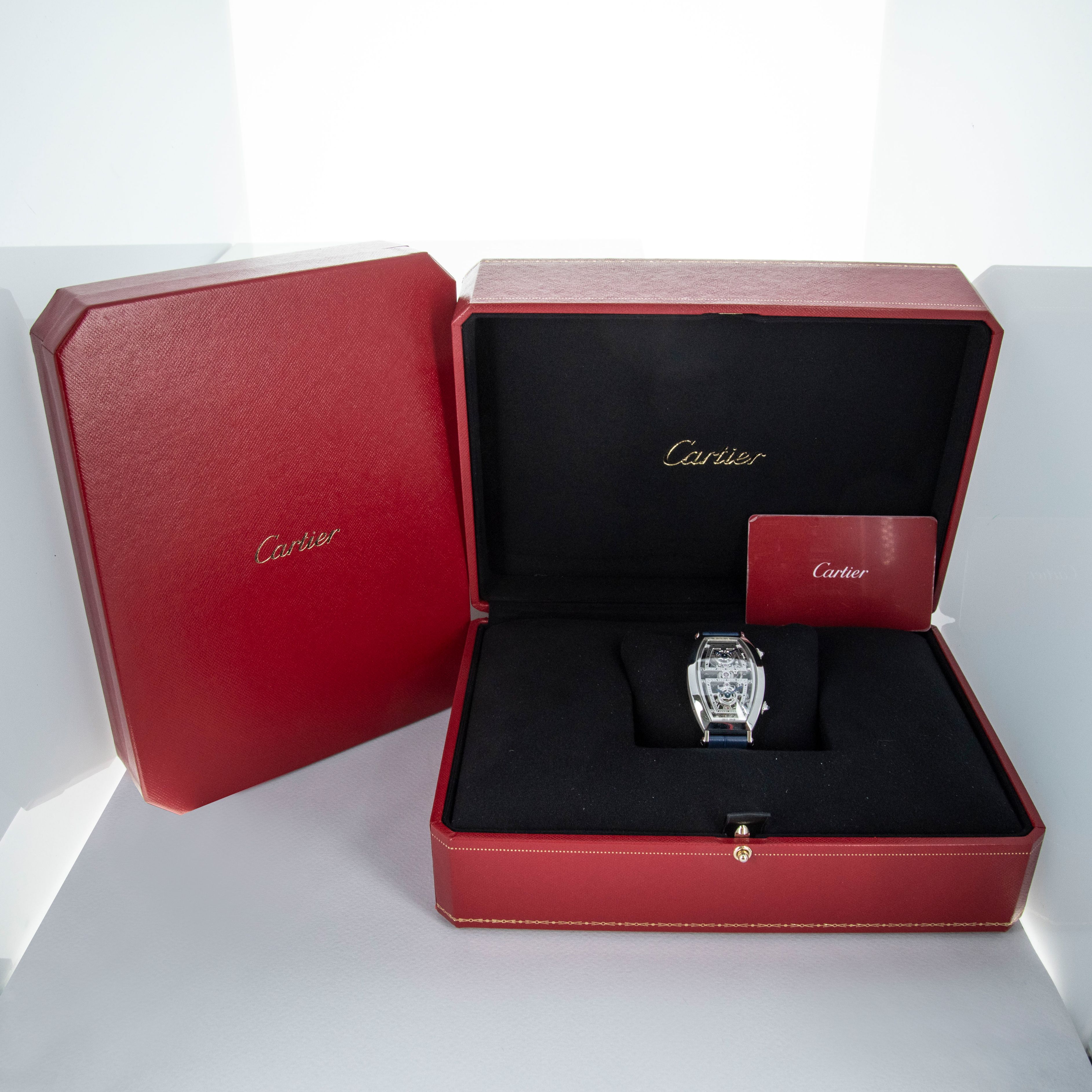 Cartier Prive Tonneau Skeleton XL Dual Time WHTN0006 Platinum
