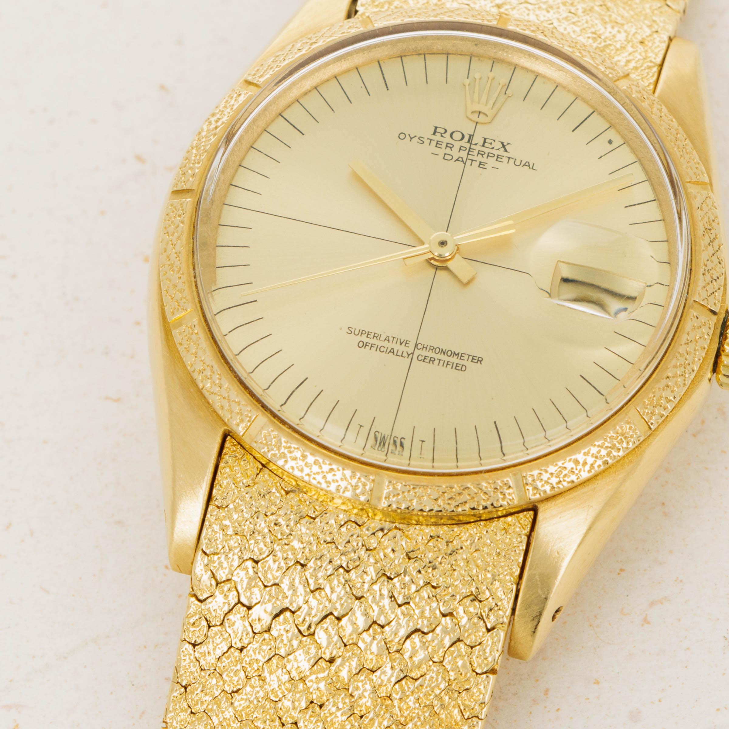 Rolex Date 1510 Zephyr Dial Morellis Finish 18k YG | Auctions