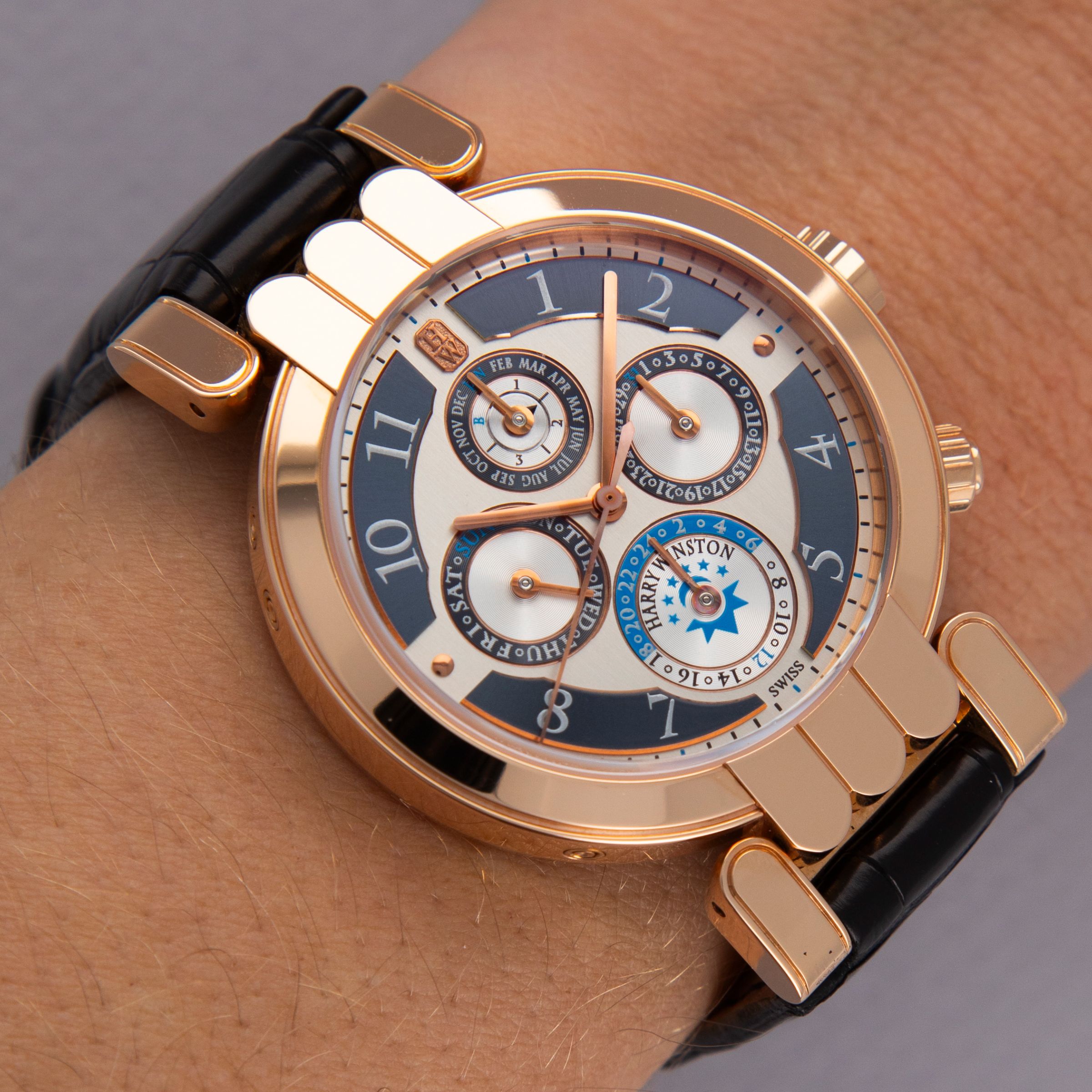 Harry Winston Premier Perpetual Calendar Timezone 200-MAWPC38 18k