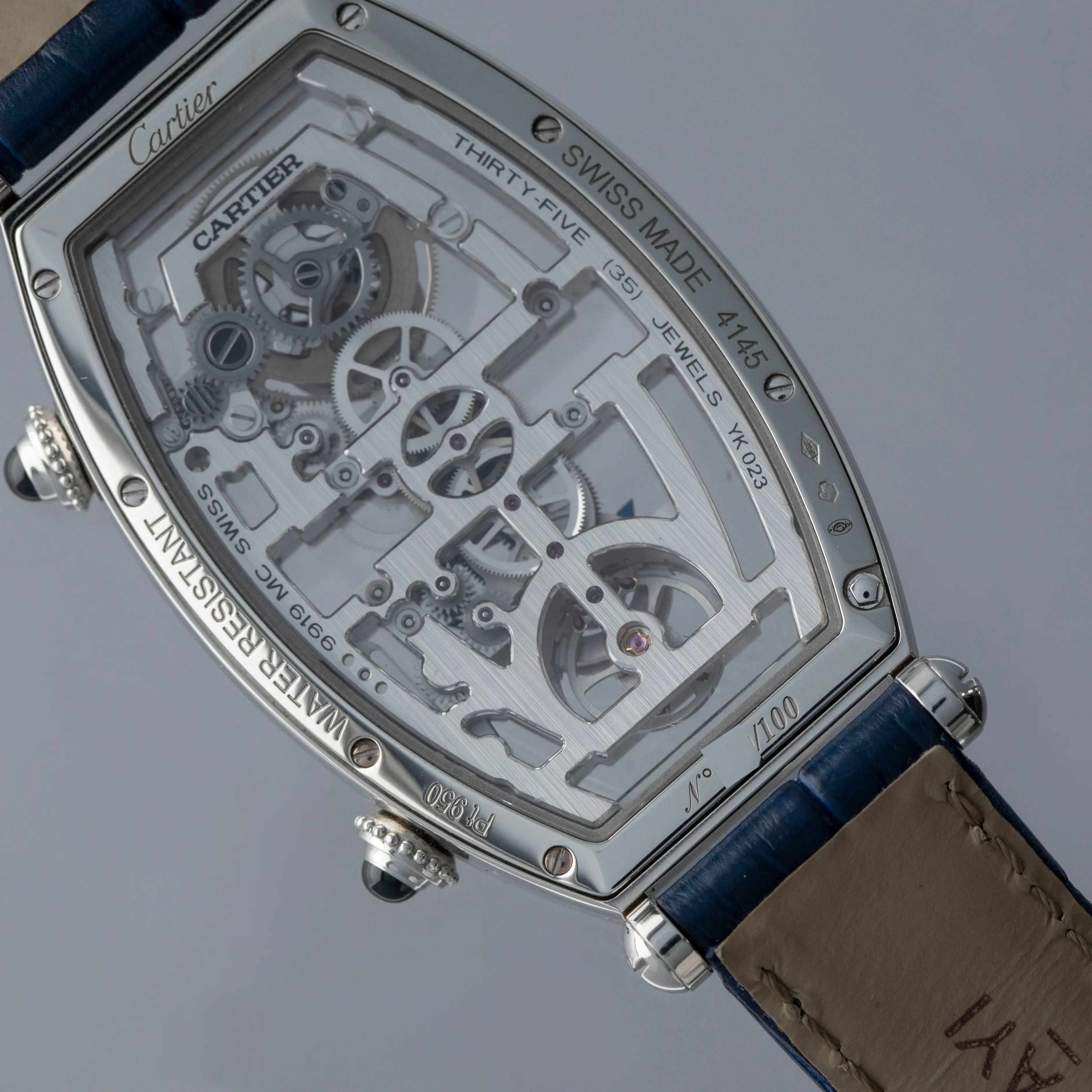 Cartier Prive Tonneau Skeleton XL Dual Time WHTN0006 Platinum