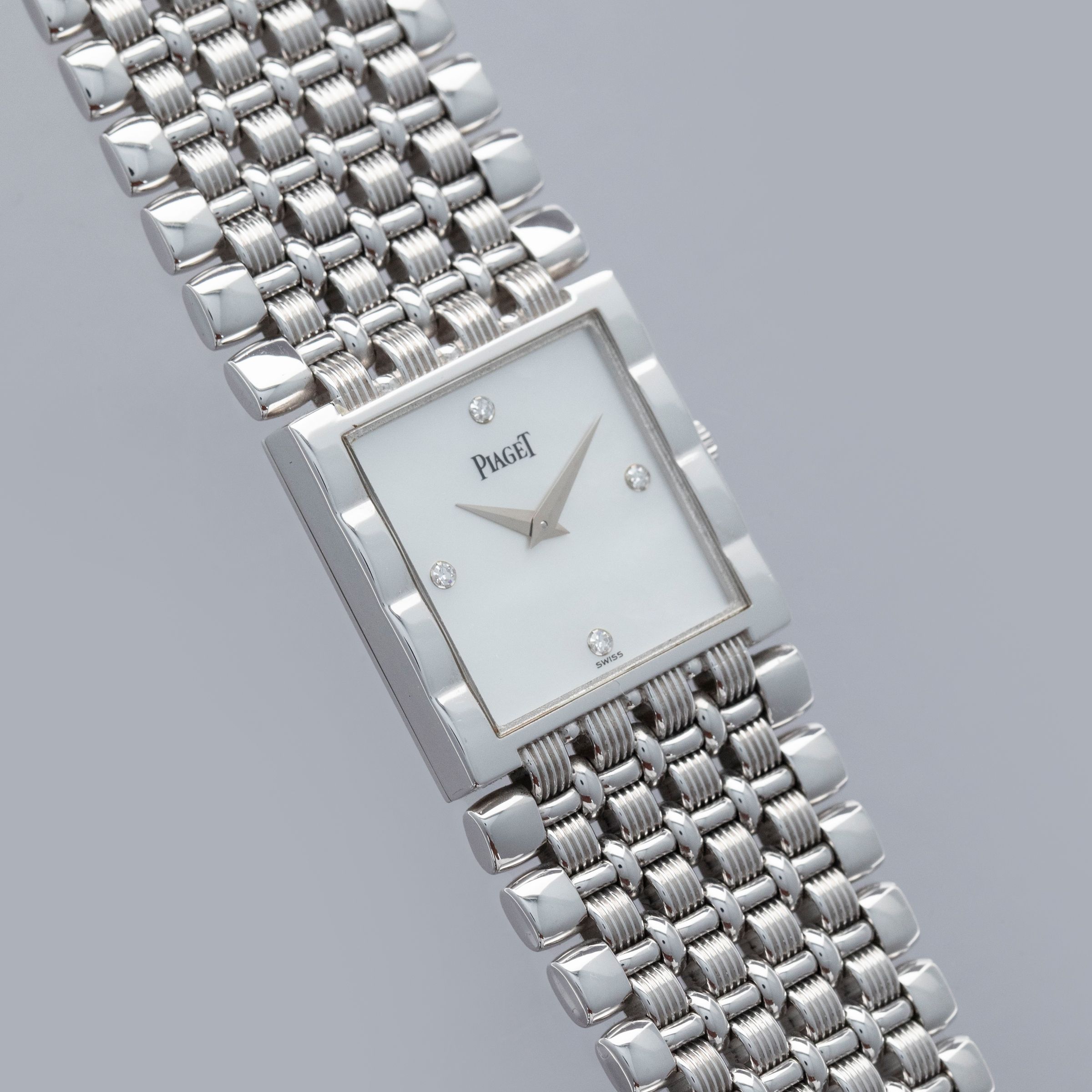 Piaget Integrated Bracelet 80131 Quartz MOP Diamond Dial 18k WG