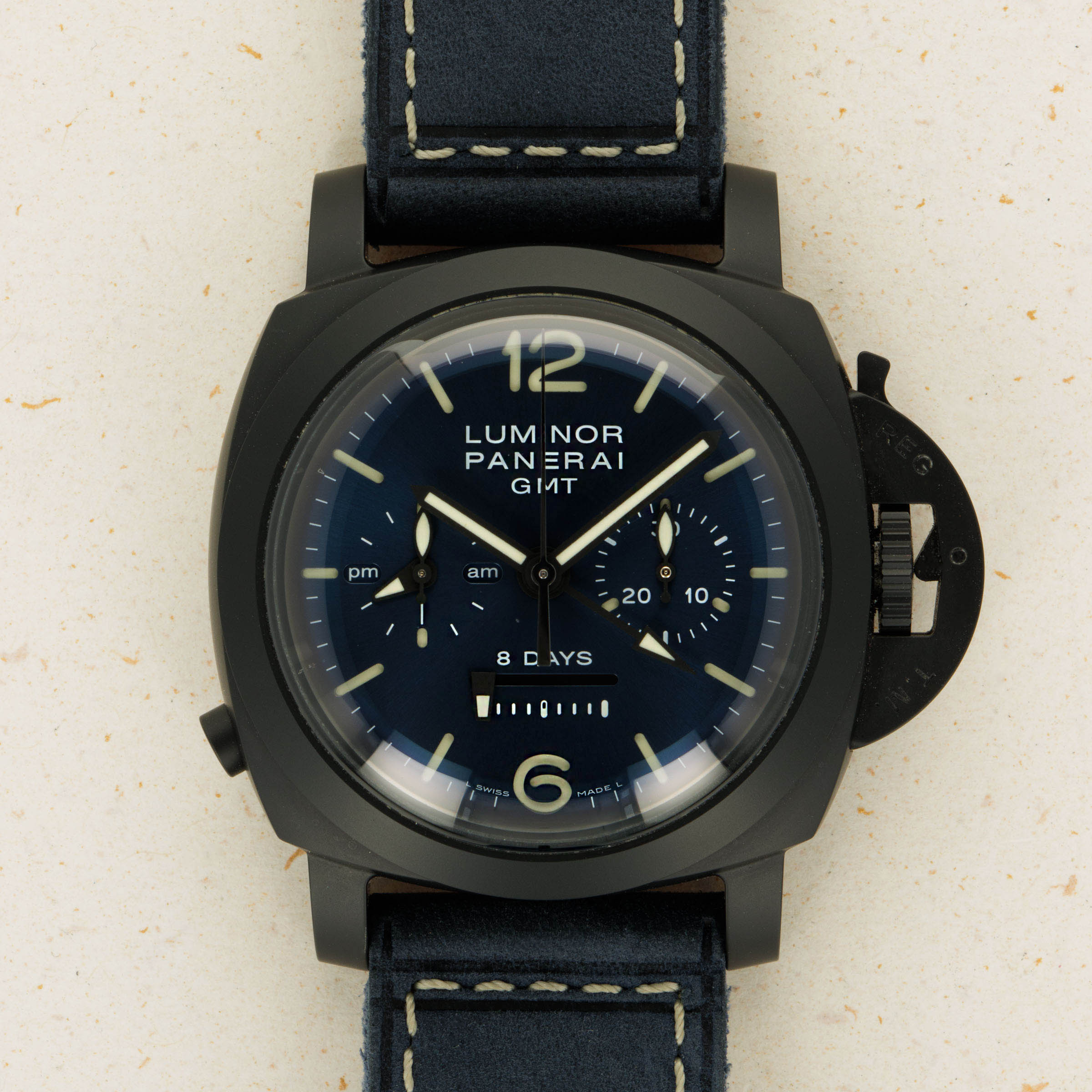 Panerai Luminor 1950 8 Days Chrono Monopulsante GMT Blu Notte