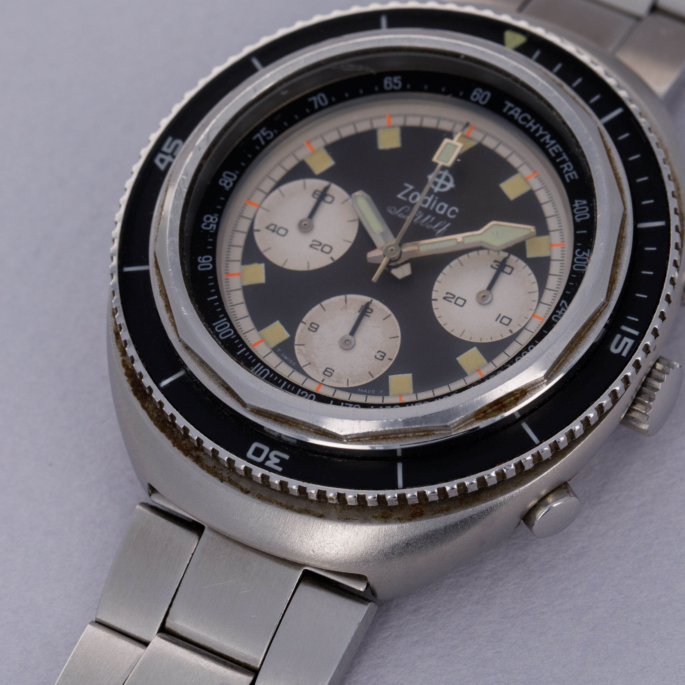 Zodiac Super Sea Wolf Chronograph Steel 872-843 Box and Papers