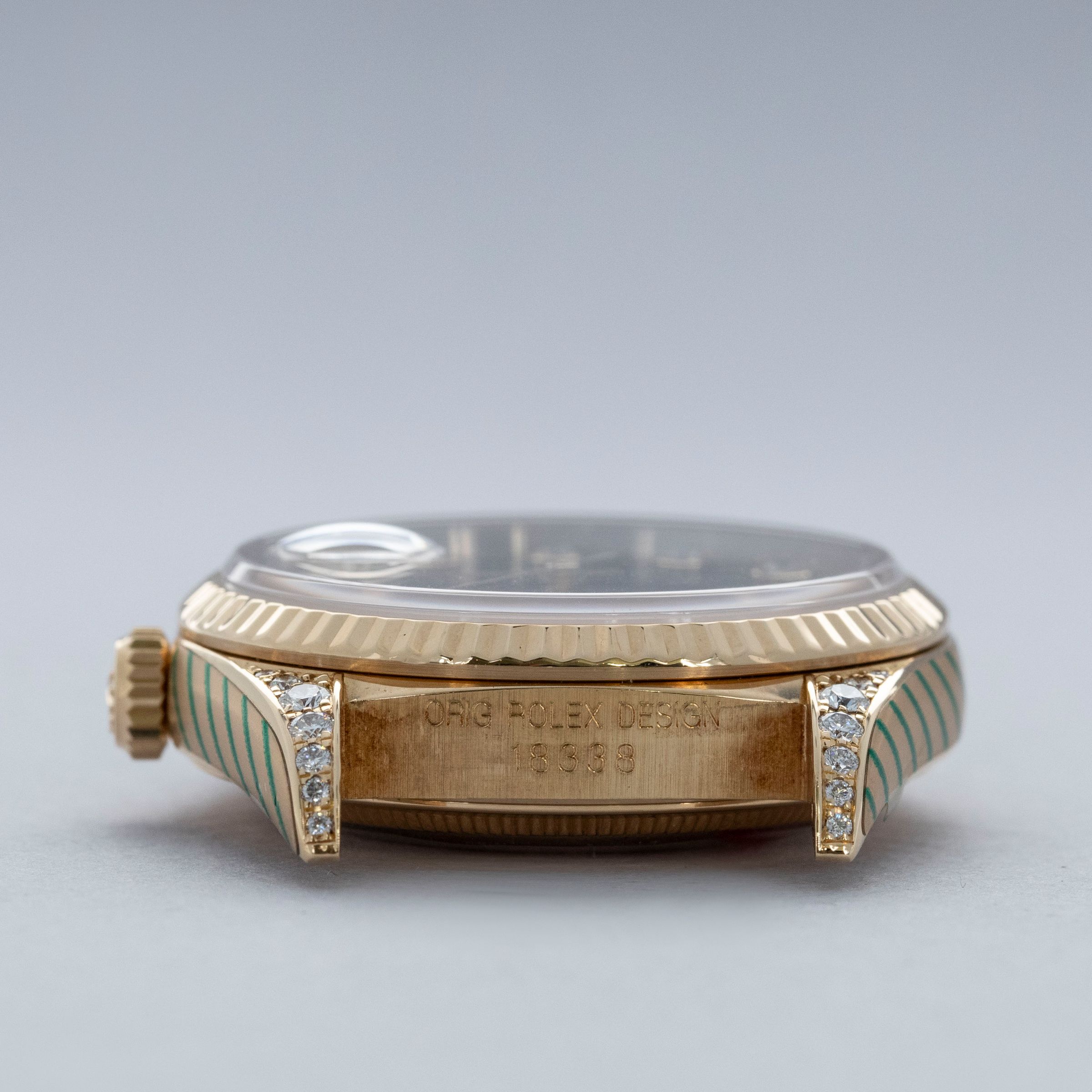 Rolex Day-Date 18338 Onyx Diamond Index Dial Diamond Lugs