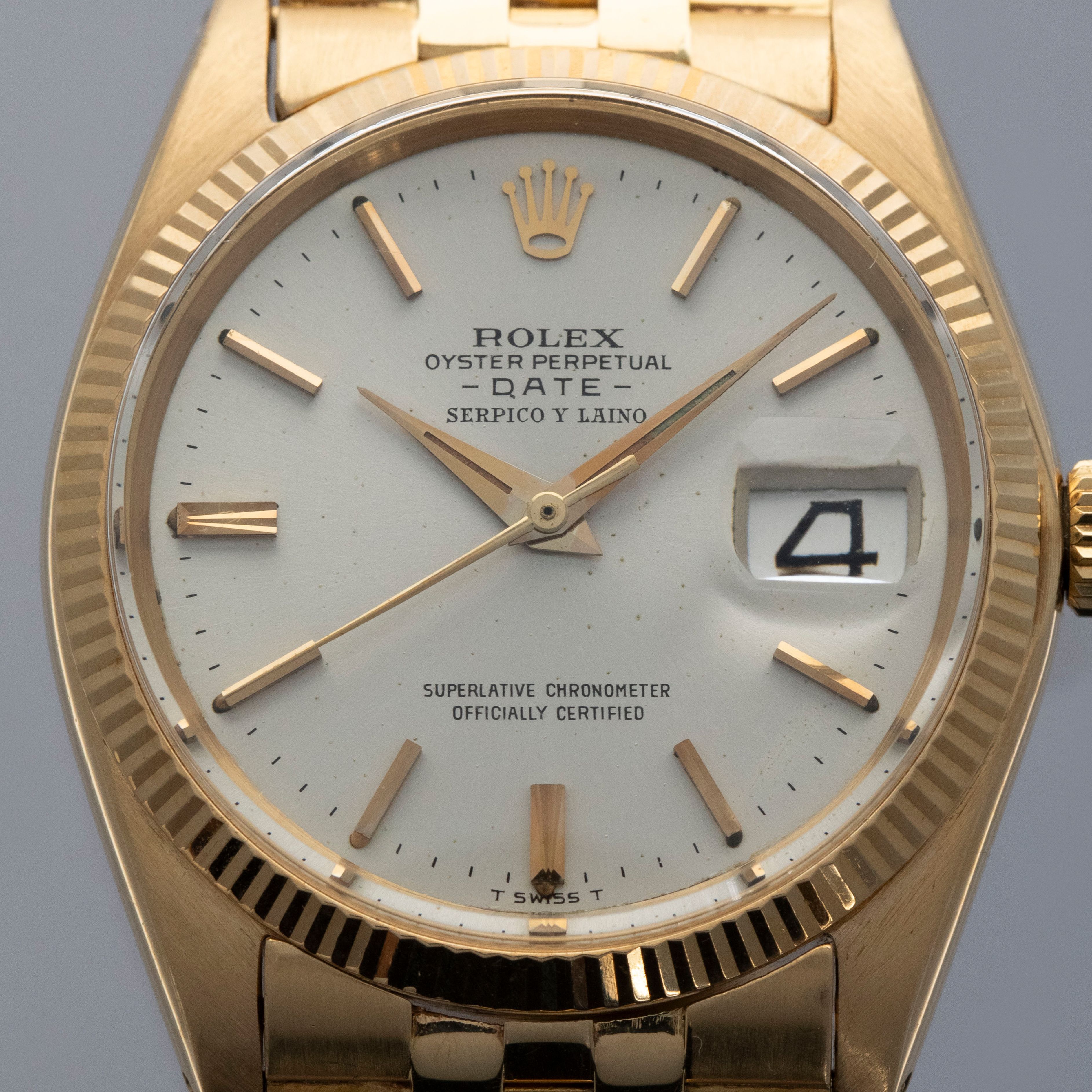 Rolex Oyster Perpetual Date 1503 18k YG D'Agosto Bracelet Retailed