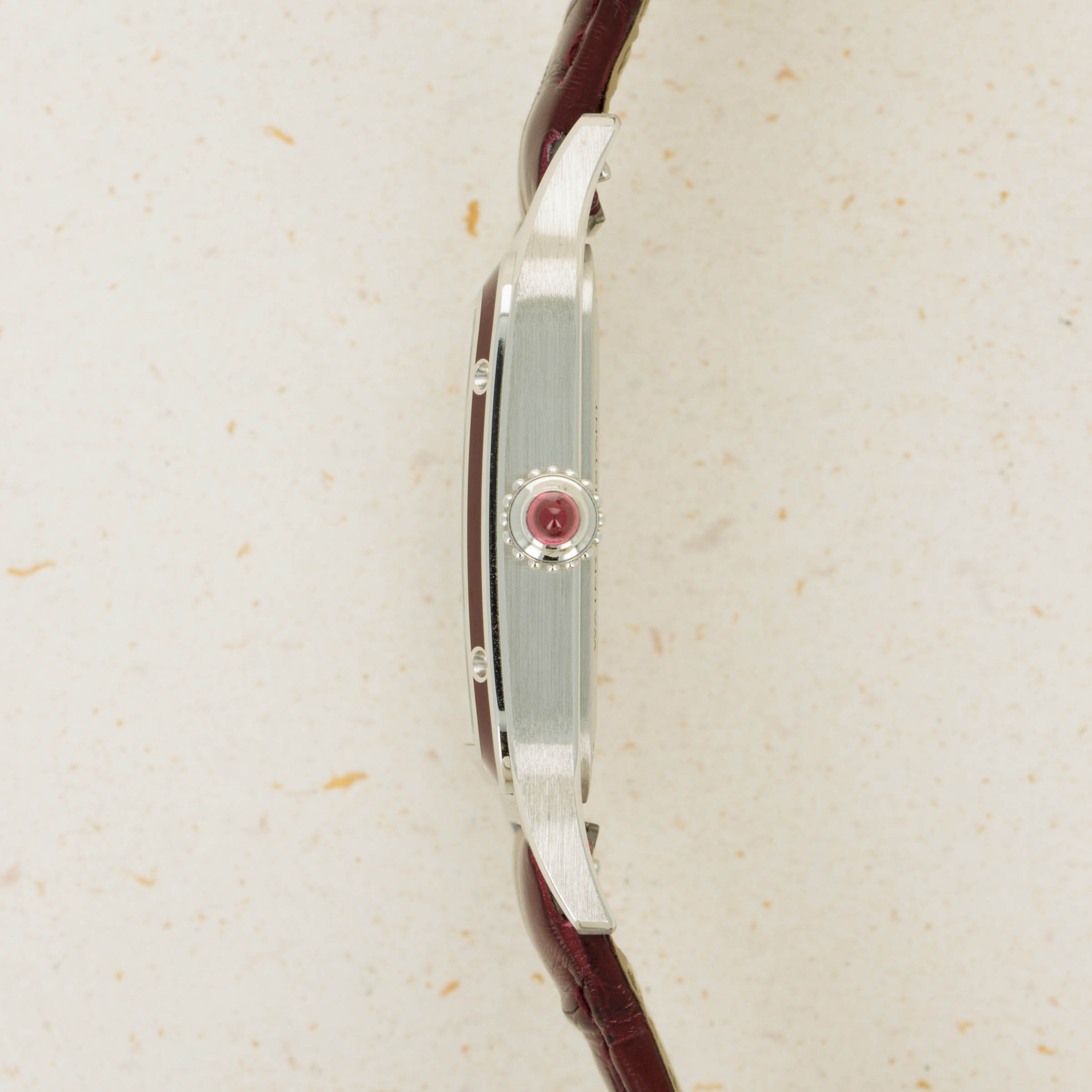 Cartier Santos Dumont Burgundy Lacquered Platinum CRWGSA0053