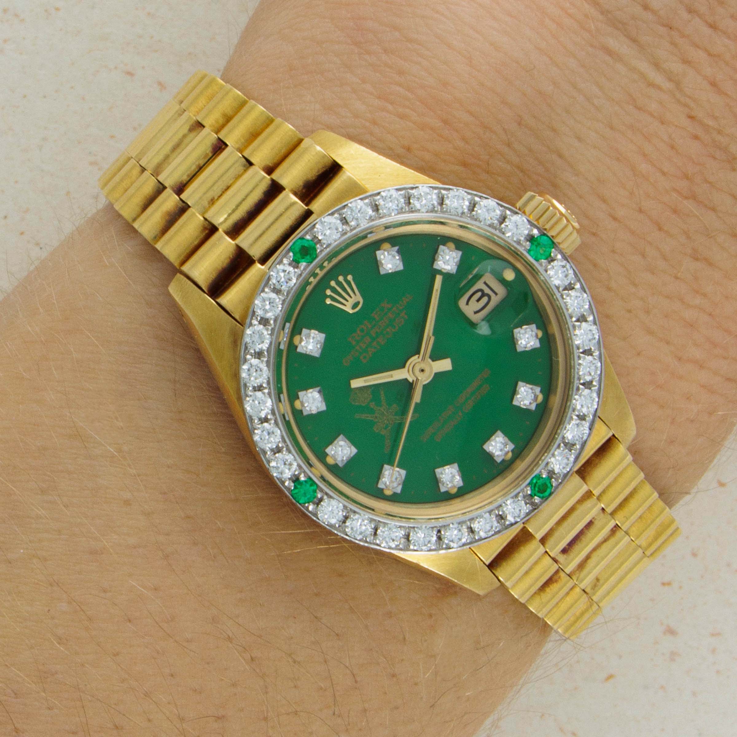 Rolex Datejust Presidential 6907 Diamond Green Stella Khanjar Dial