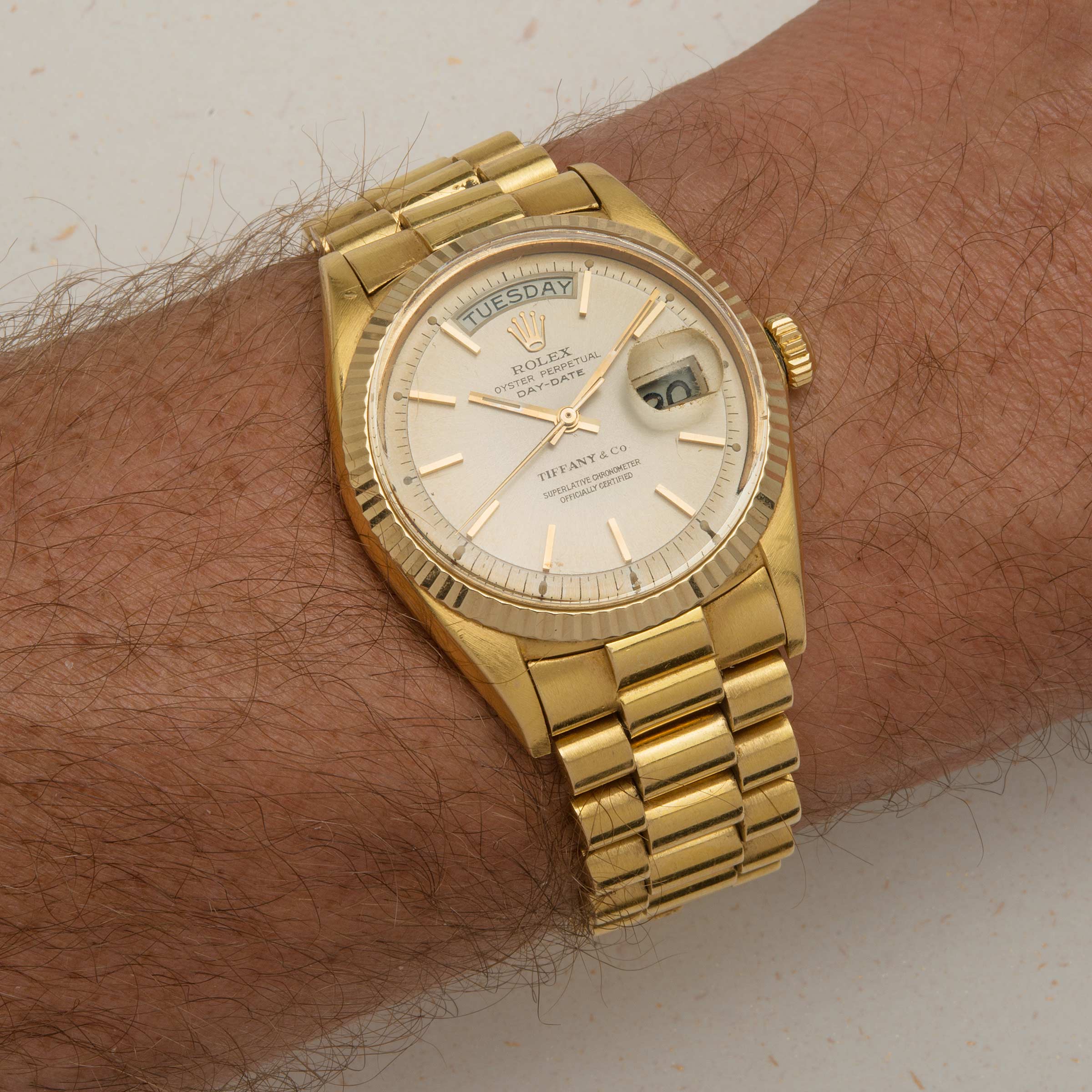 Rolex Day Date 1803 Champagne Dial Retailed by Tiffany Co