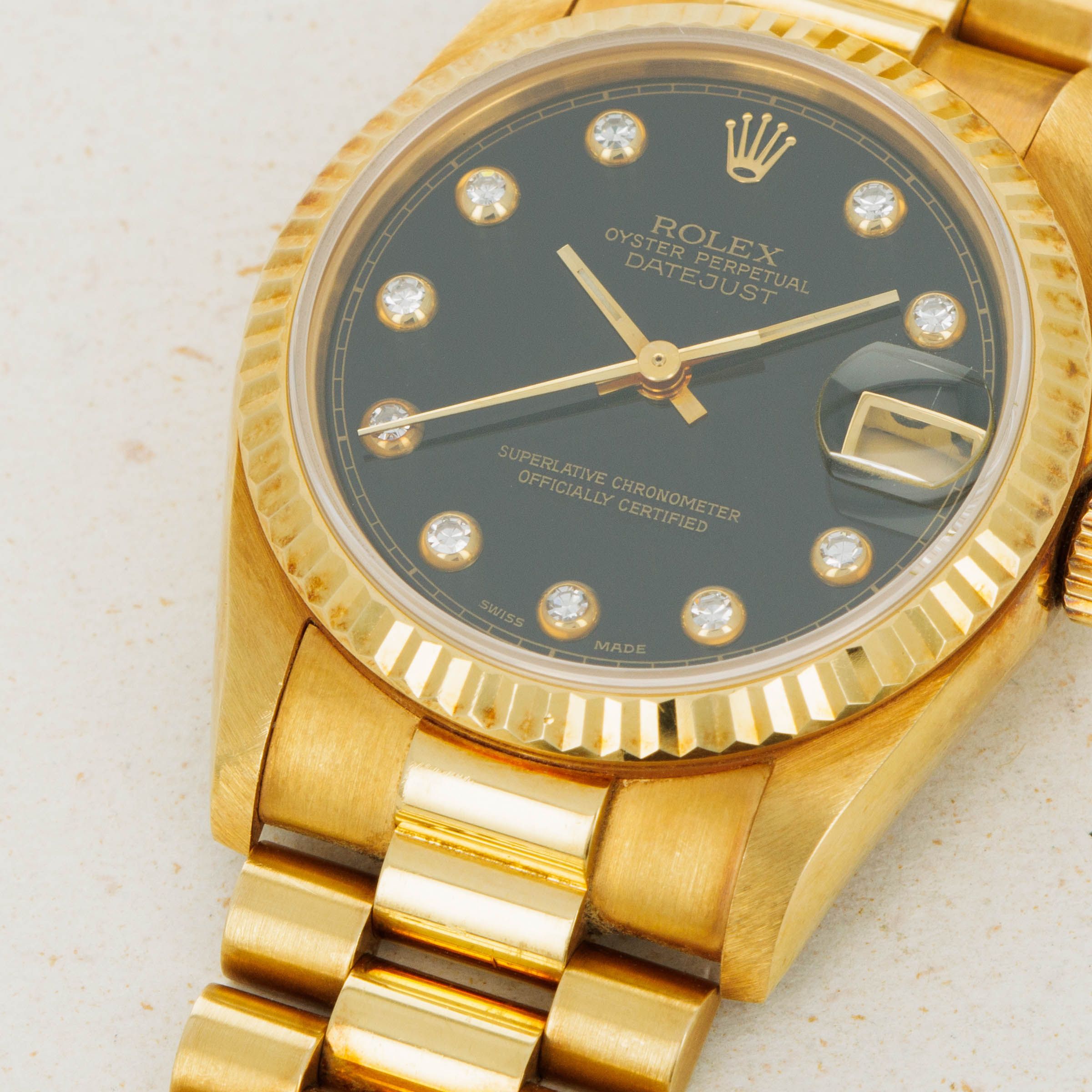 Rolex Datejust 68278 Onyx Diamond Dial 31mm | Auctions | Loupe This