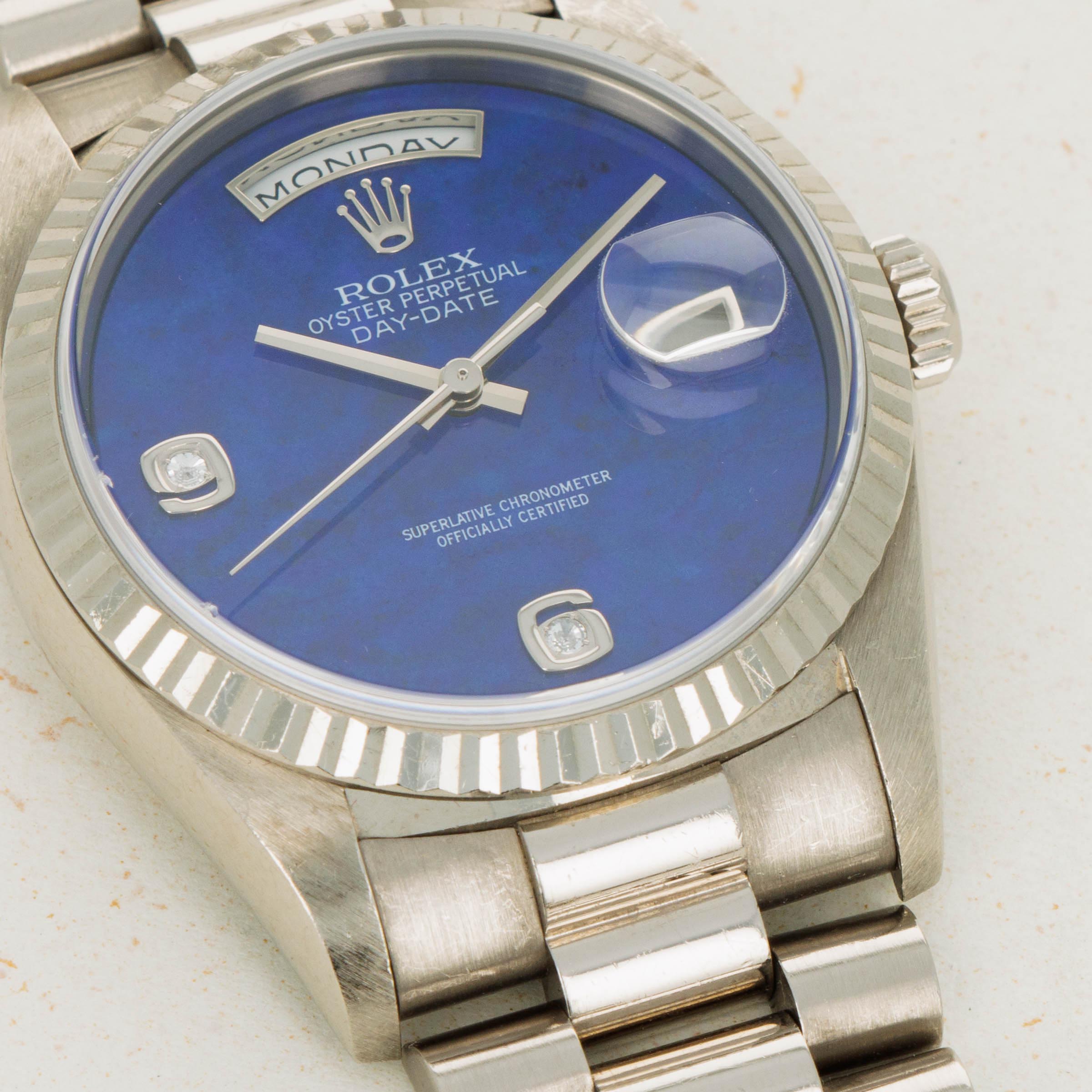Rolex Day-Date 18239 White Gold Lapis Lazuli Diamond Dial