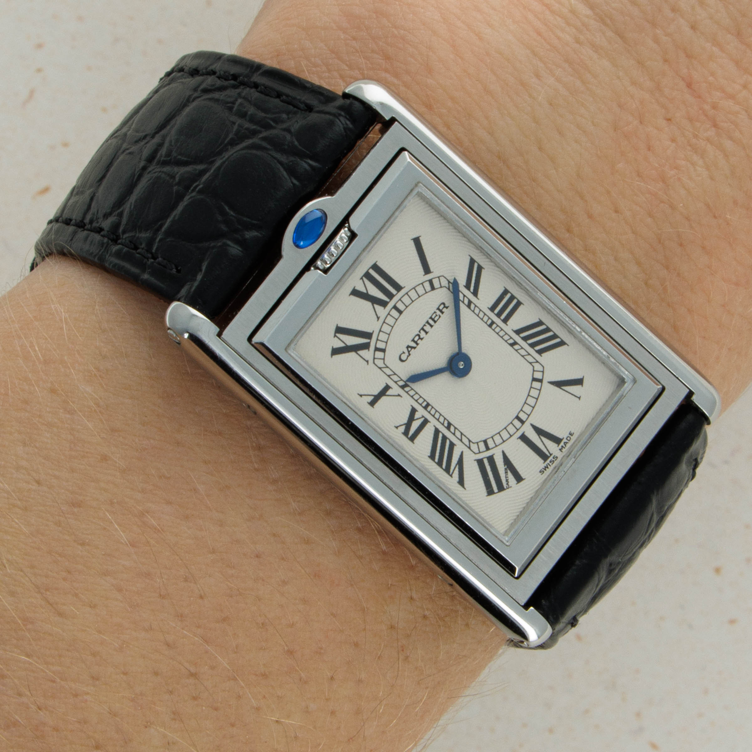 Cartier Tank Basculante 2390 Stainless Steel Auctions Loupe This