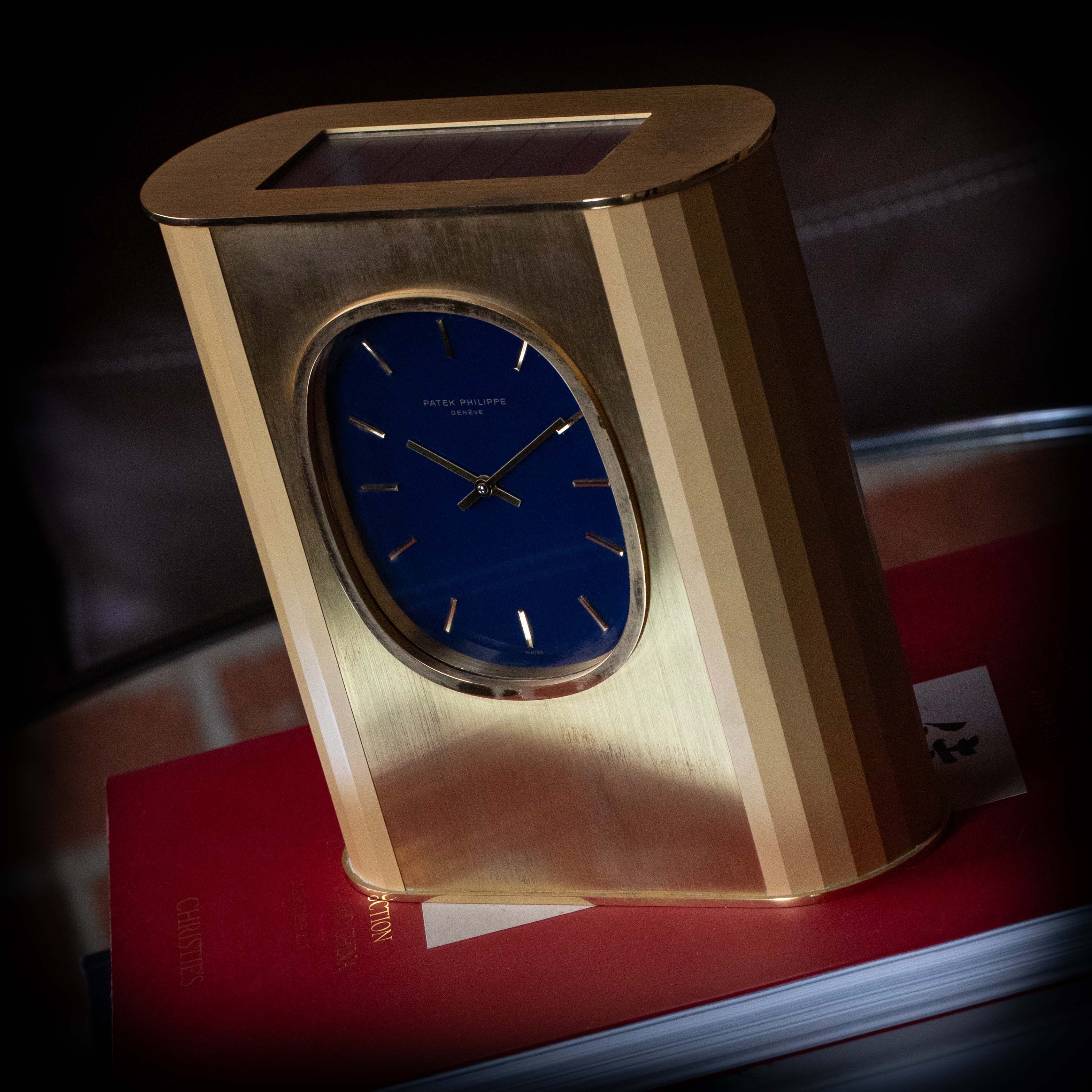 Patek Philippe Ellipse Solar Clock 1505 Blue Dial Gilded Brass