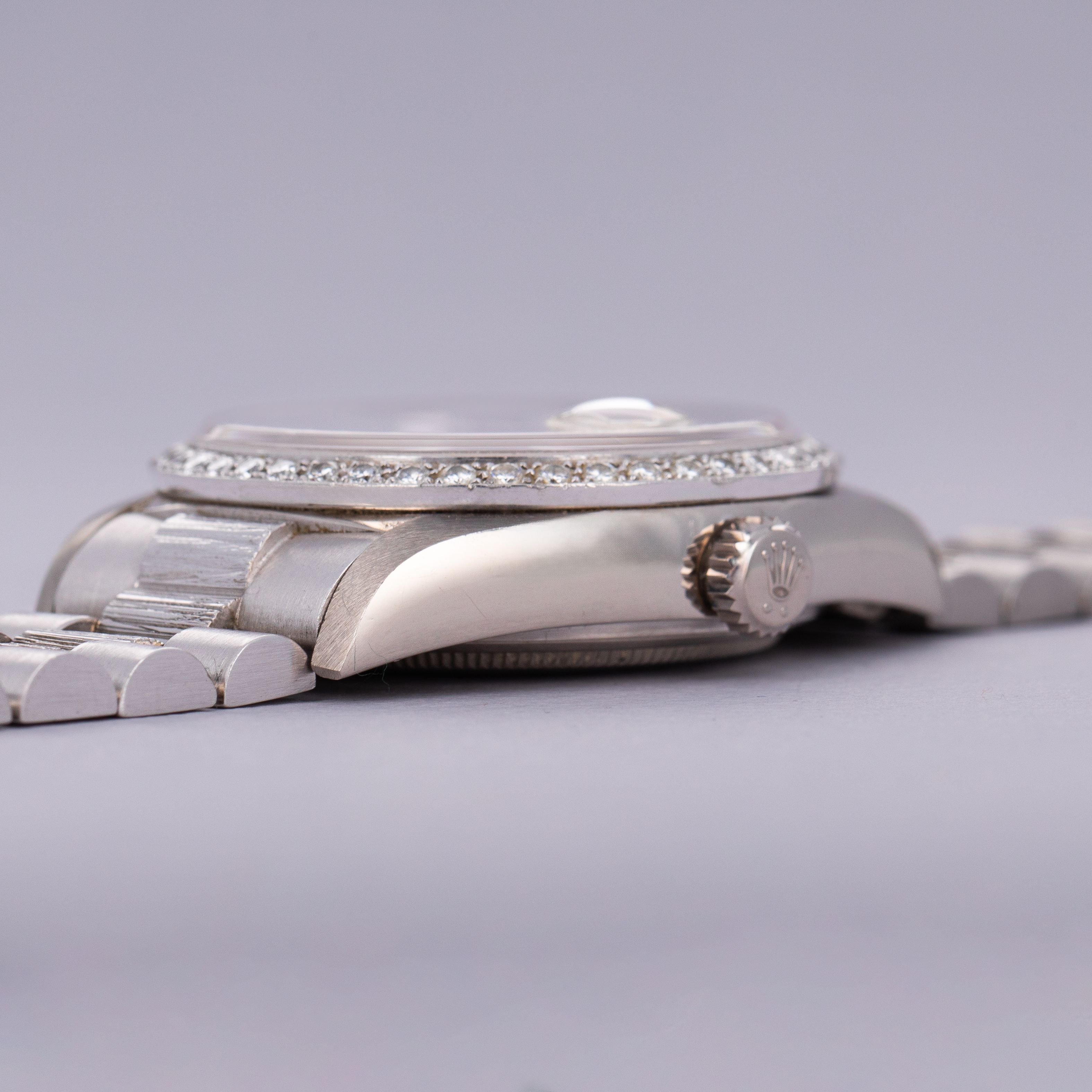 Rolex Day-Date 18049 Diamond Dial and Bezel Bark Bracelet 18k WG
