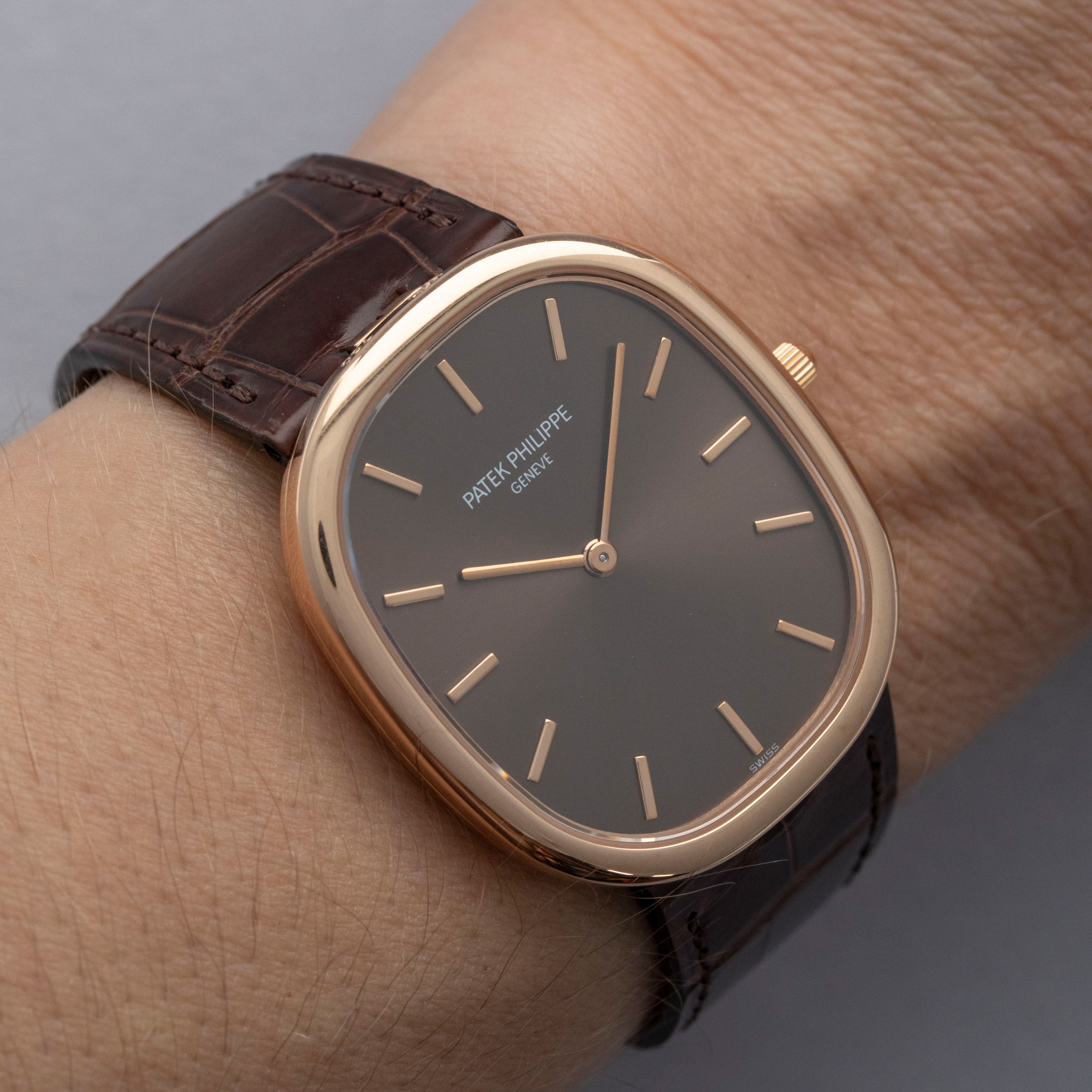 PATEK PHILIPPE GOLDEN ELLIPSE 3738/100R BROWN DIAL 18K RG with