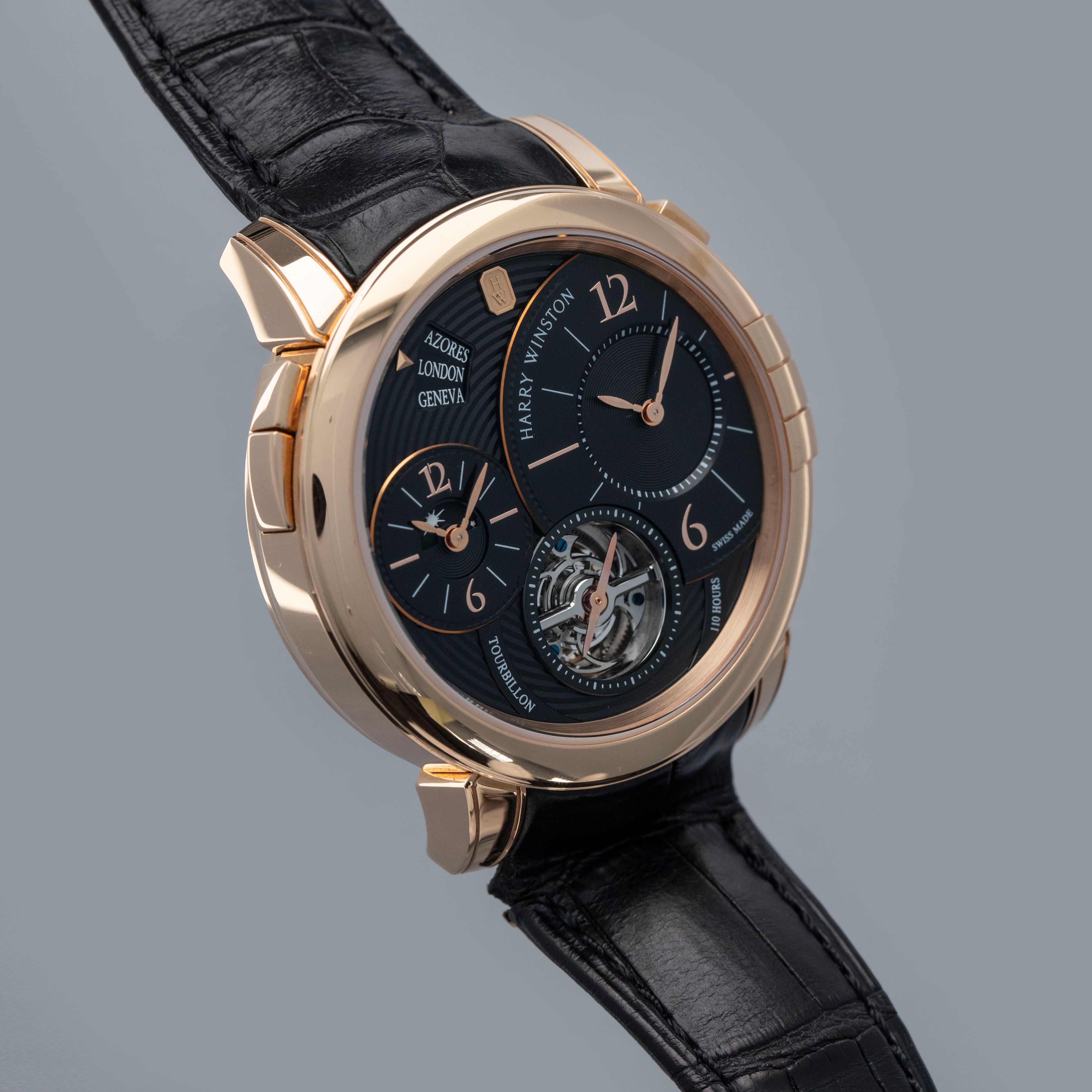 Harry Winston Midnight GMT Tourbillon 450/MATTZ45R Black Dial 18k