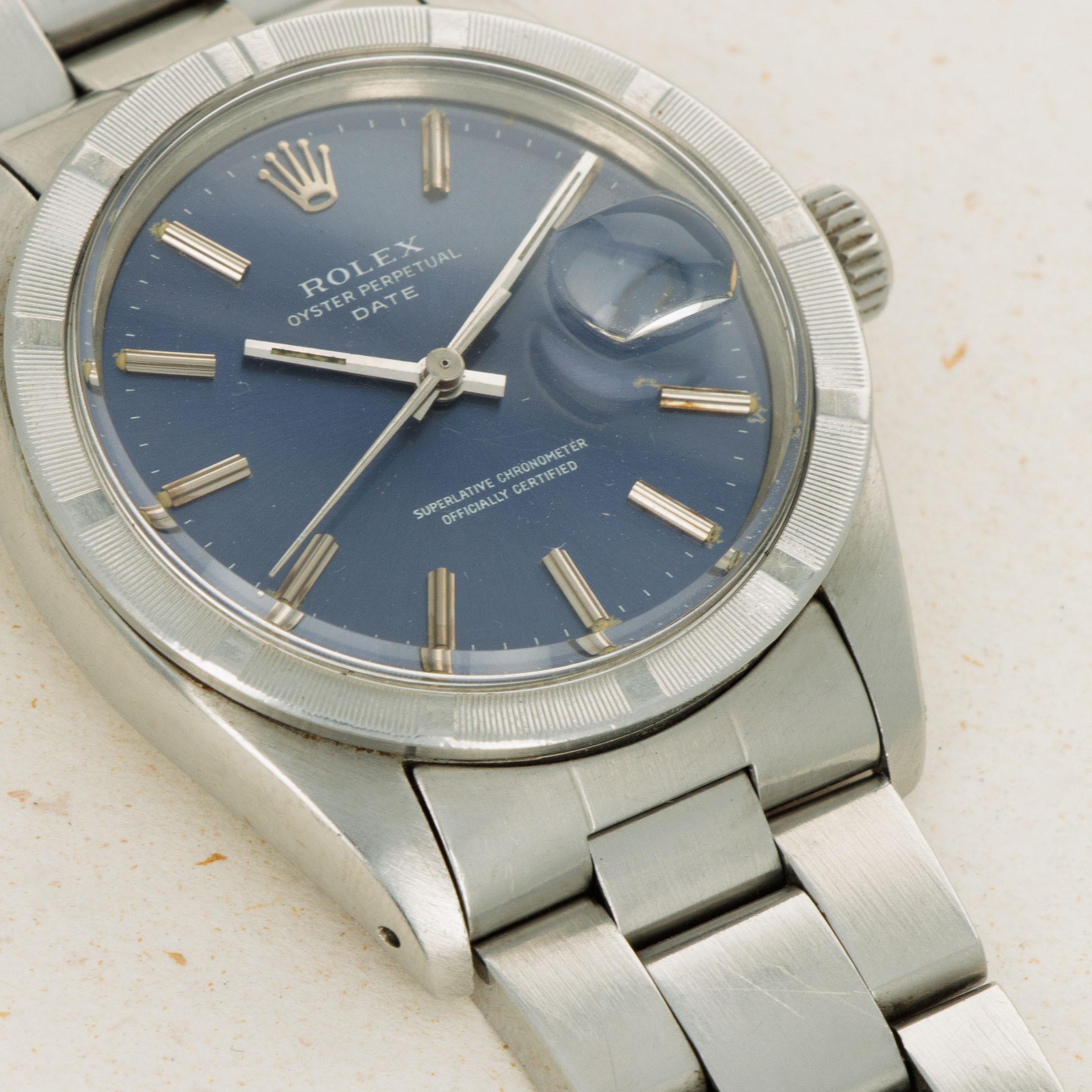 Rolex oyster perpetual date best sale blue dial