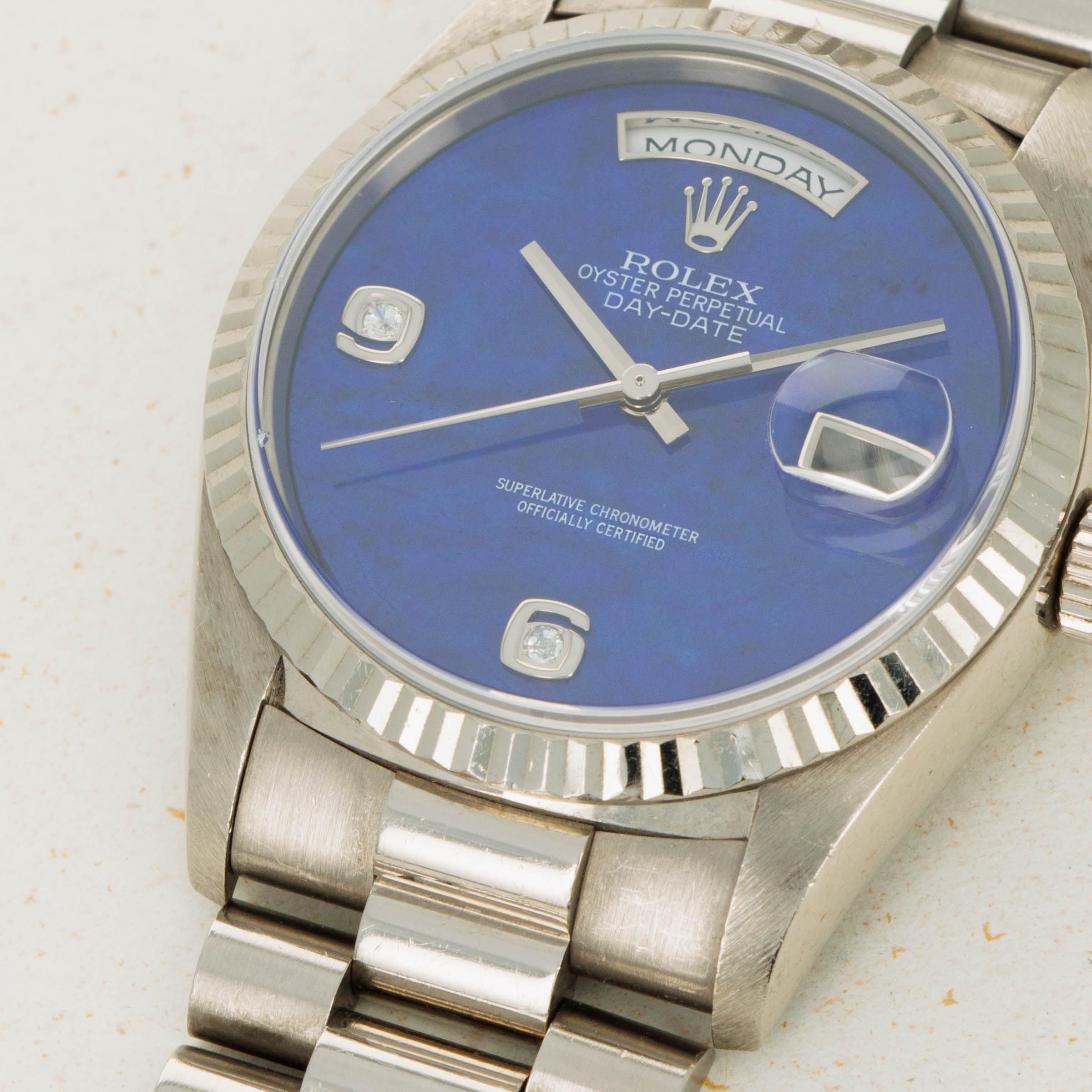 Rolex Day-Date 18239 White Gold Lapis Lazuli Diamond Dial