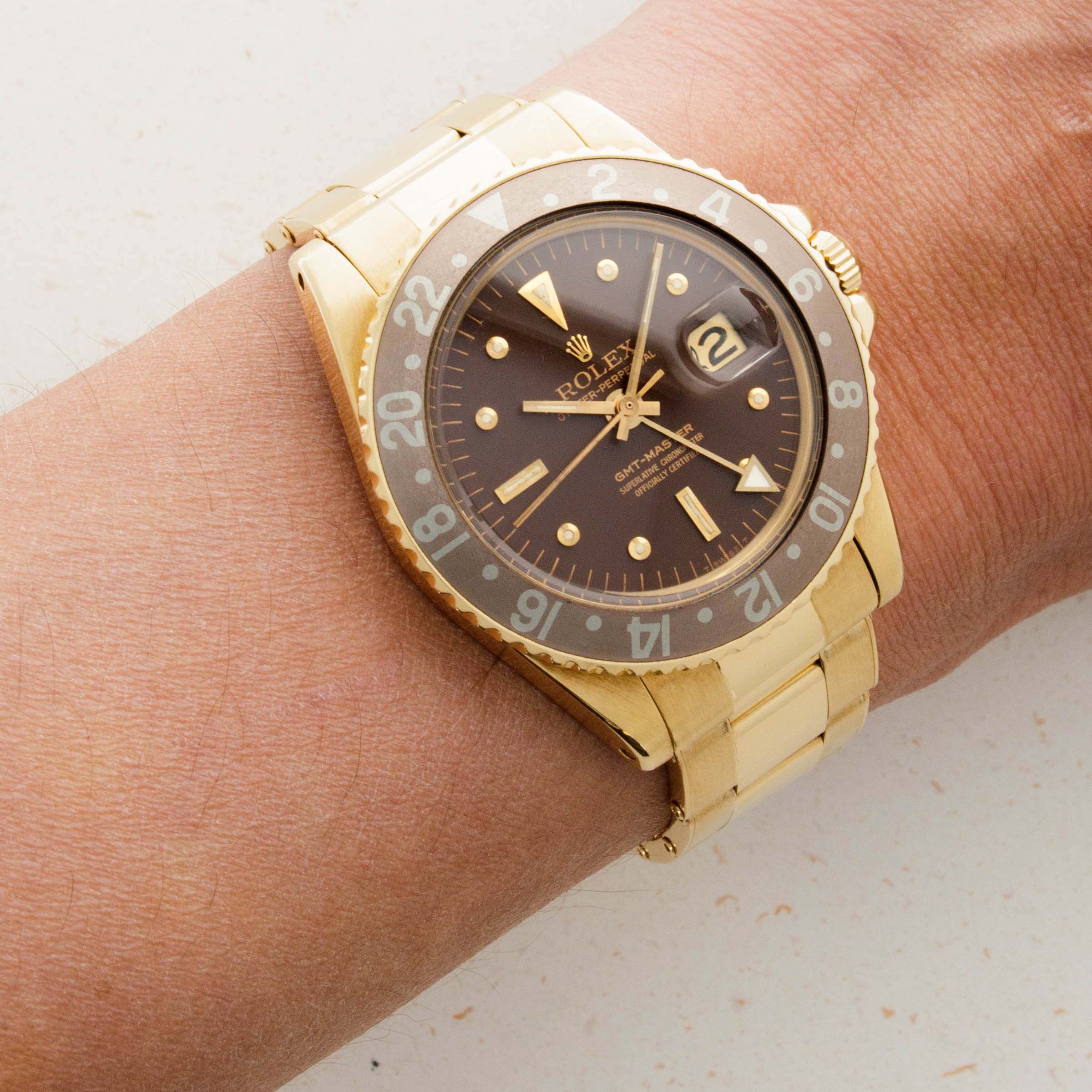 Rolex GMT-Master 1675 18k Gold Concorde Box and Papers | Auctions