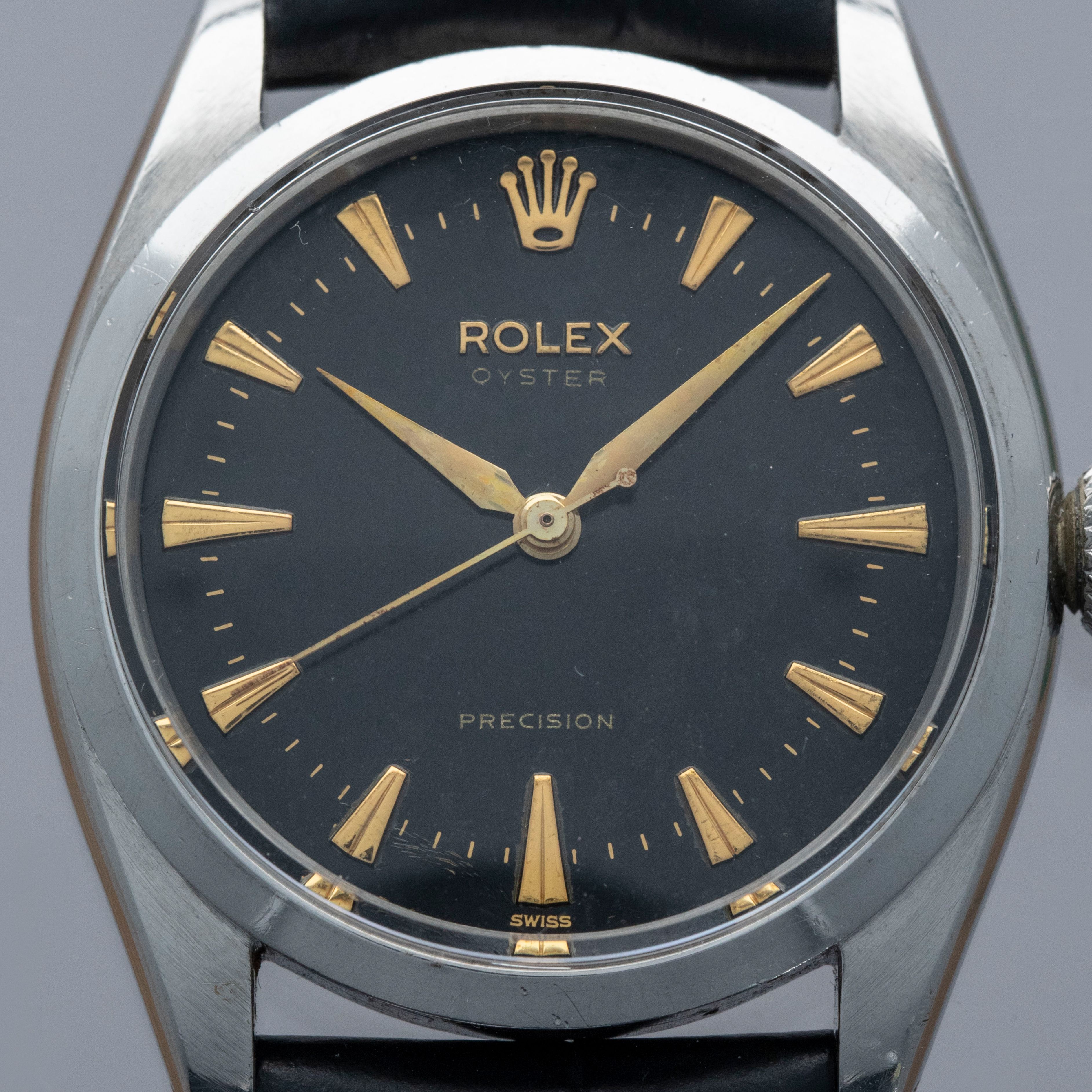 Rolex Oyster Precision 6422 Manual-Wind Black Gilt Dial | Auctions