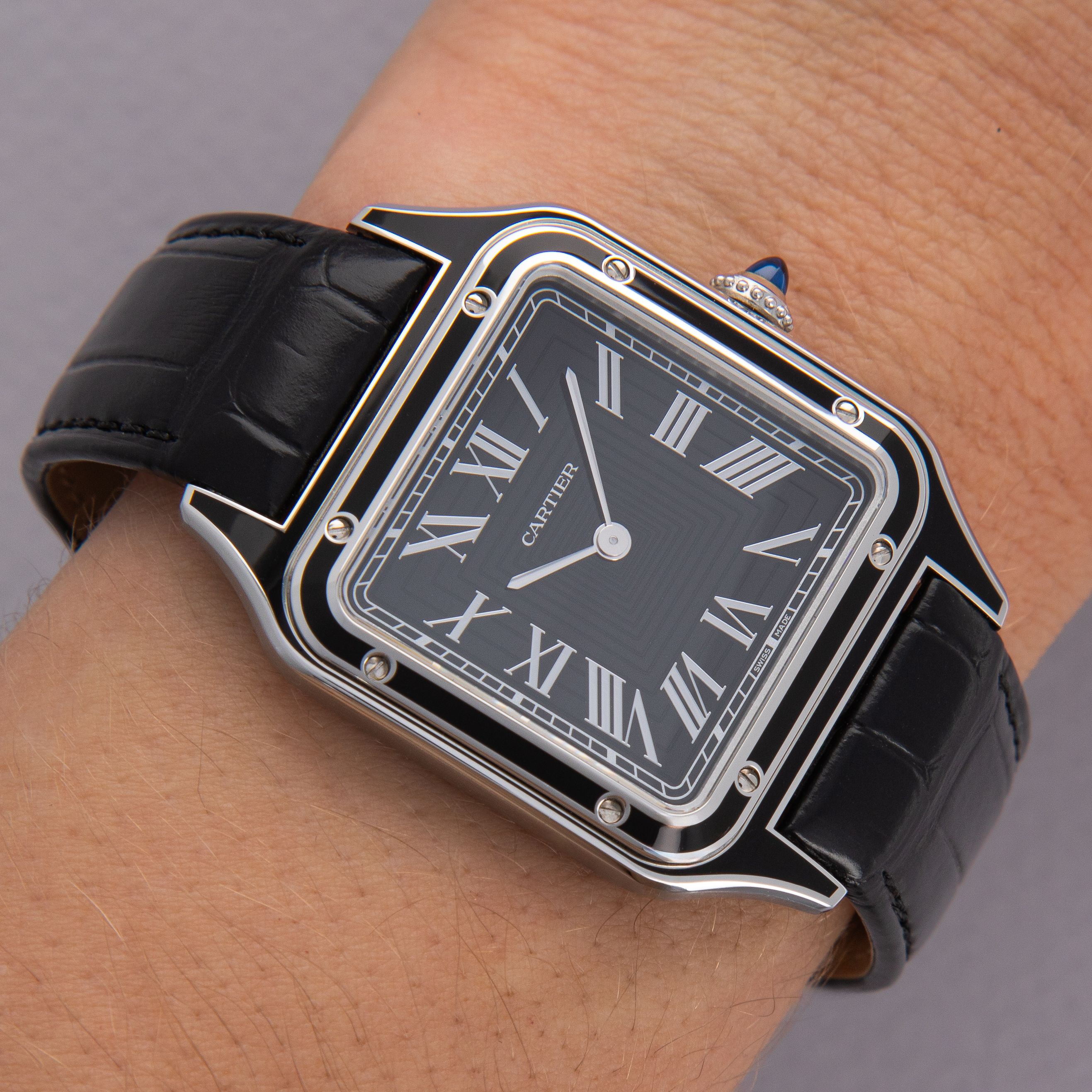 CARTIER SANTOS DUMONT BLACK LACQUERED STEEL CASE WSSA0046