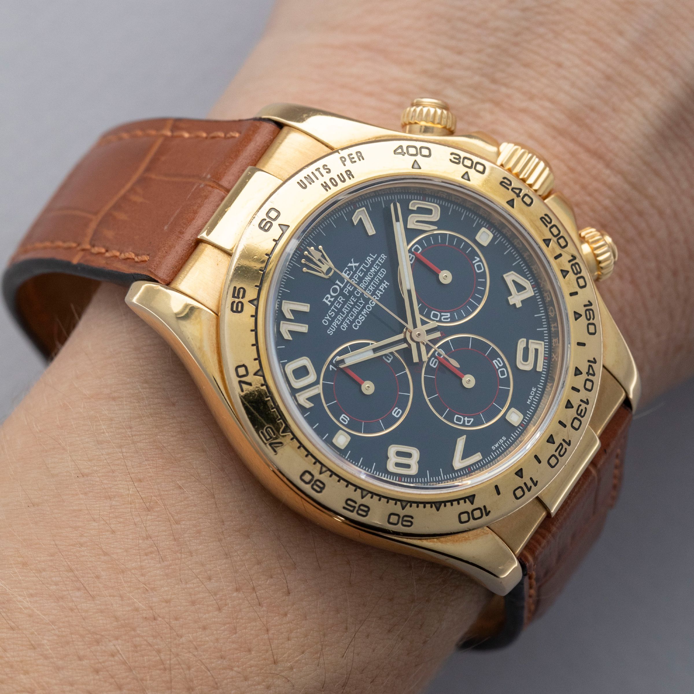 Rolex Cosmograph Daytona 116518 Blue Racing Dial 18k YG | Auctions