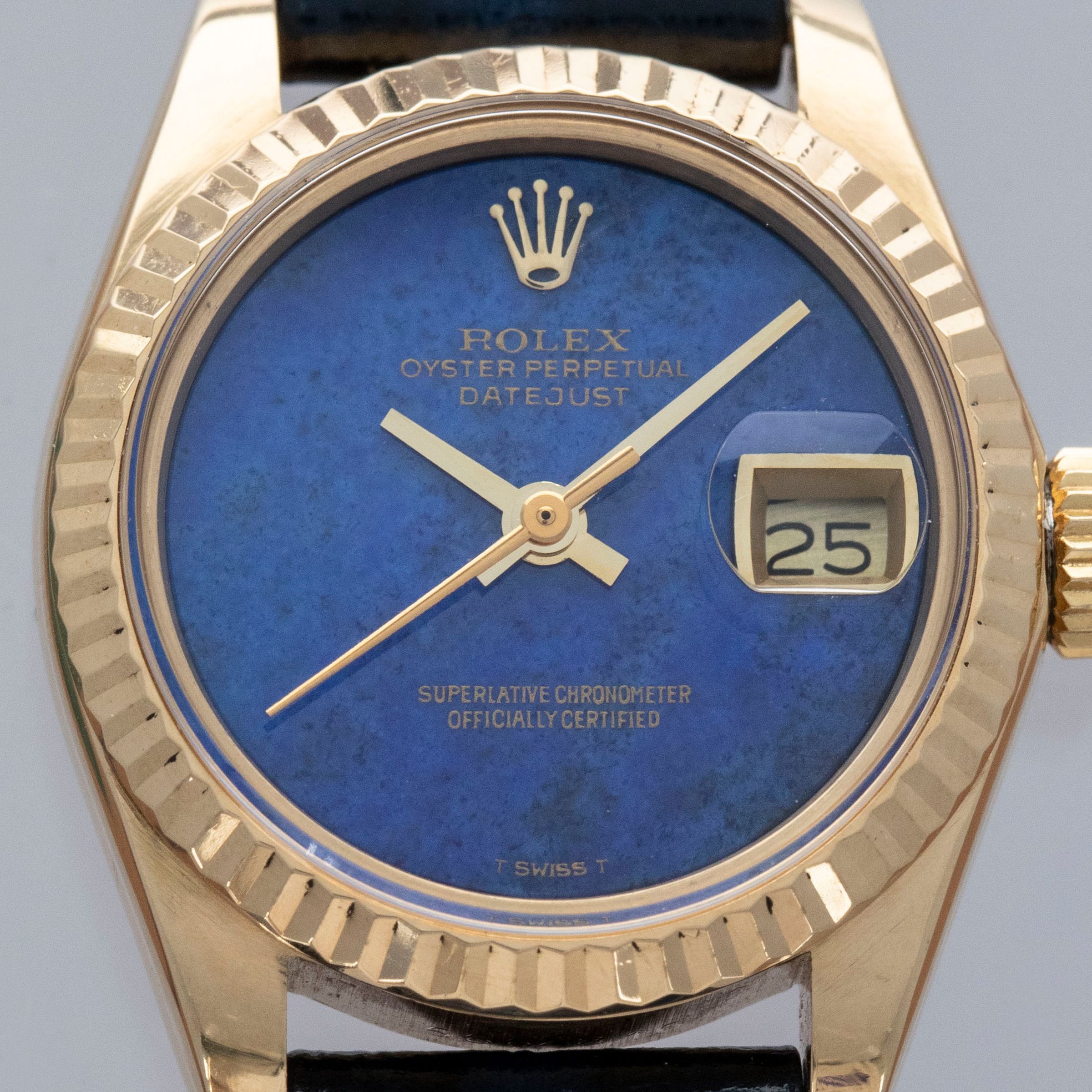 Rolex Lady Datejust 6917 Lapis Lazuli Stone Dial 18k YG | Auctions