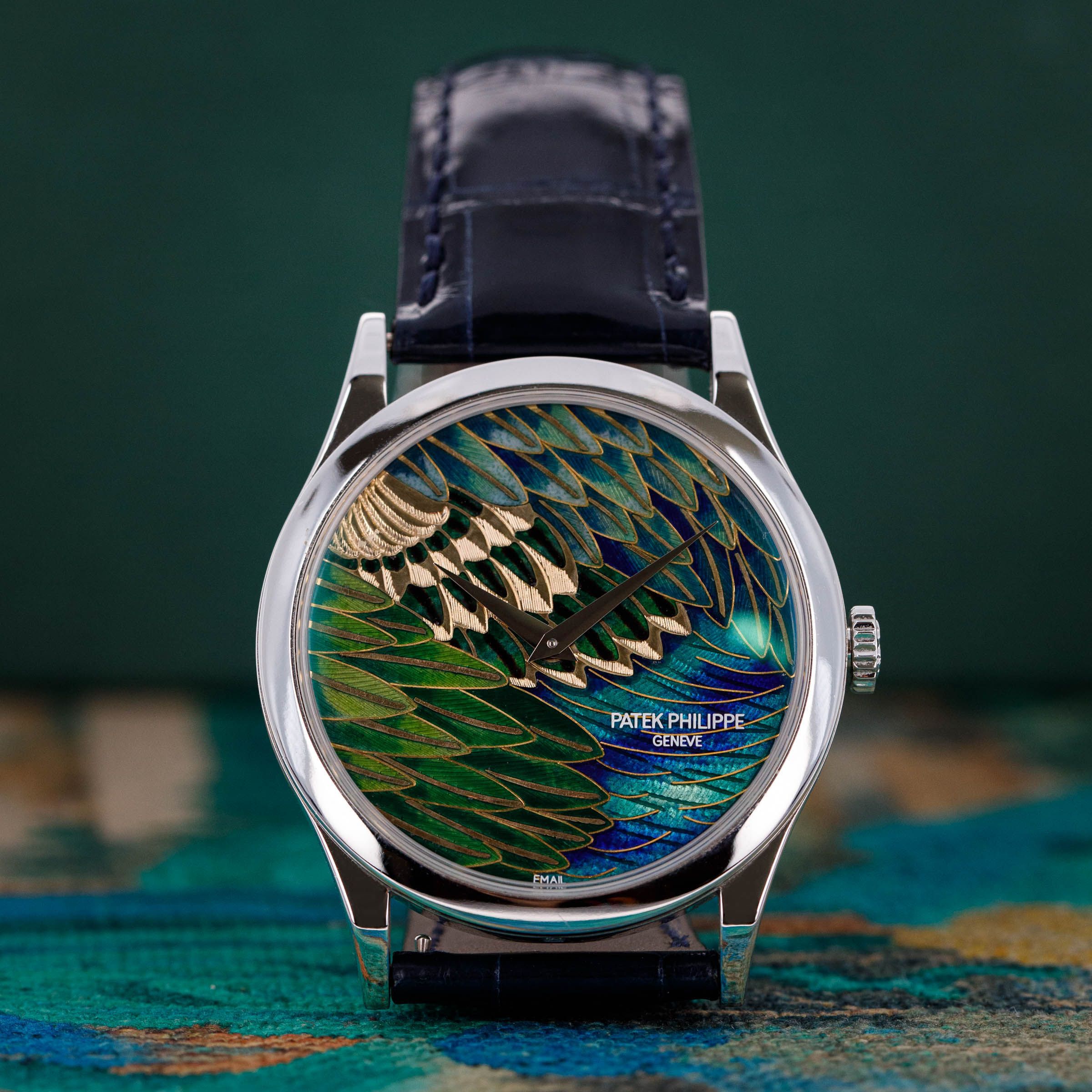 Patek Philippe スカーフ 非売品 2017 Patek Philippe Calatrava 5077P-089 Pheasant Feathers Cloisonne