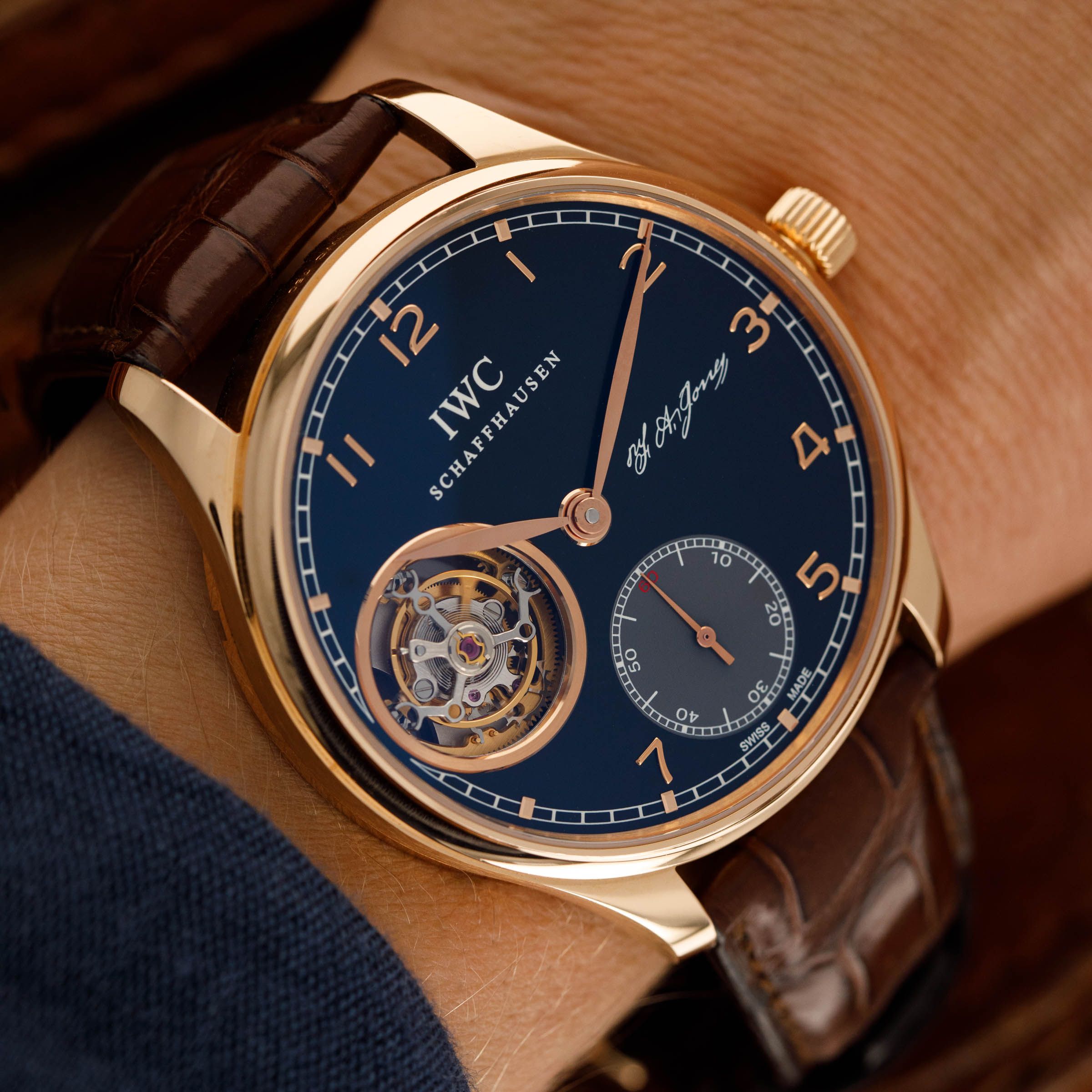 IWC Portuguese FA Jones Tourbillon IW544705 Black Dial 18k RG