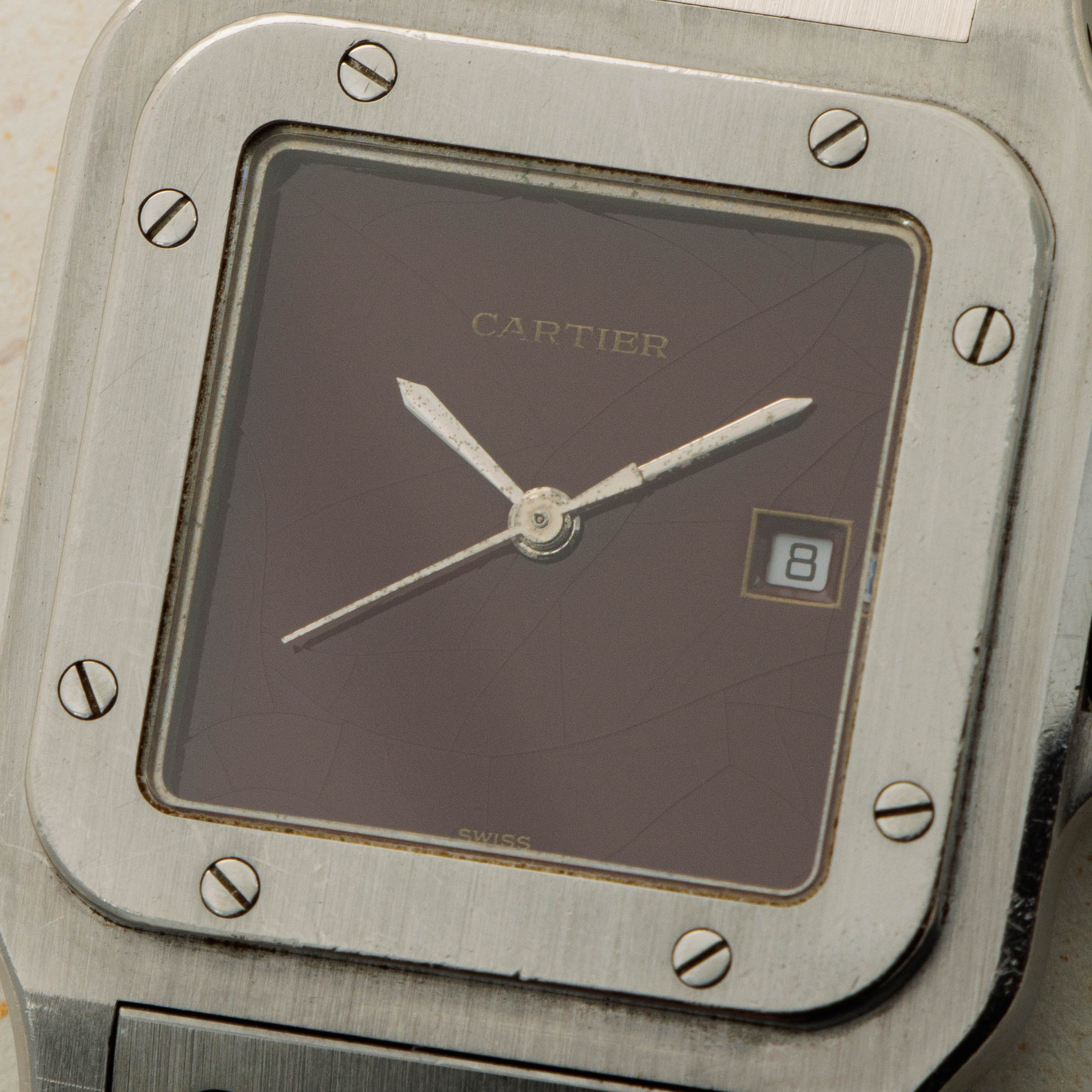 Cartier Santos 2961 Automatique Stainless Steel Burgundy Dial