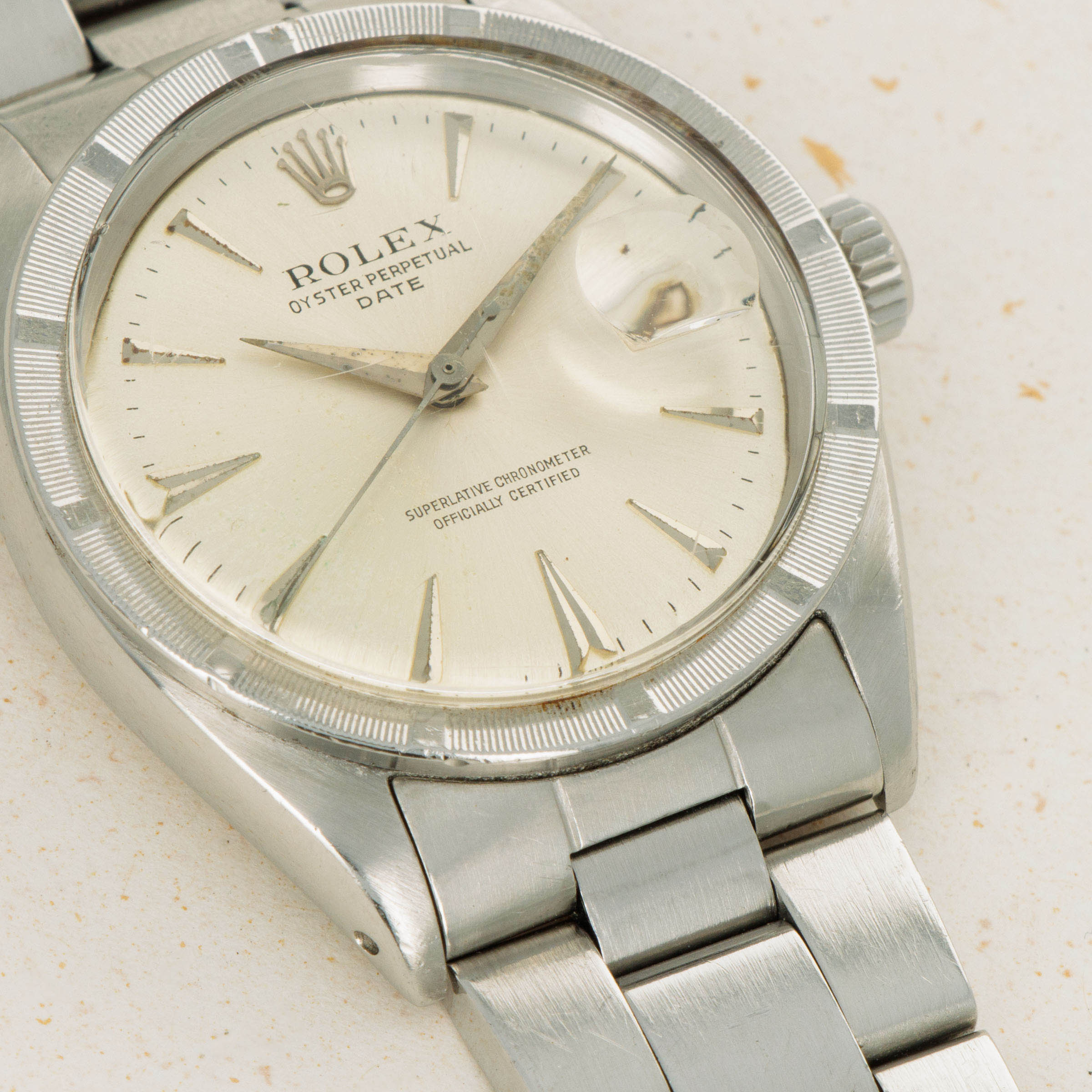 Rolex Oyster Perpetual Date 1501 Dagger Dial Auctions Loupe This