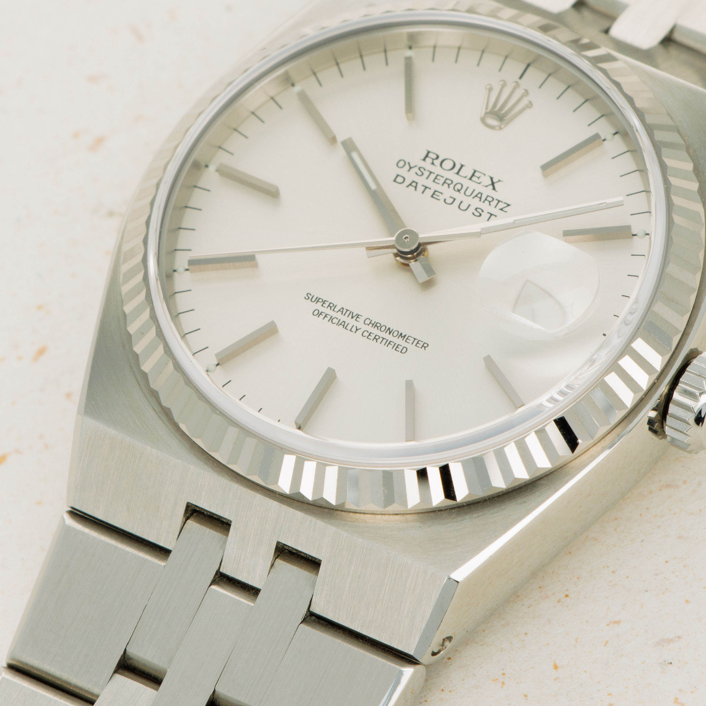 Rolex Datejust Oysterquartz 17014 Silver Dial New Old Stock Box 