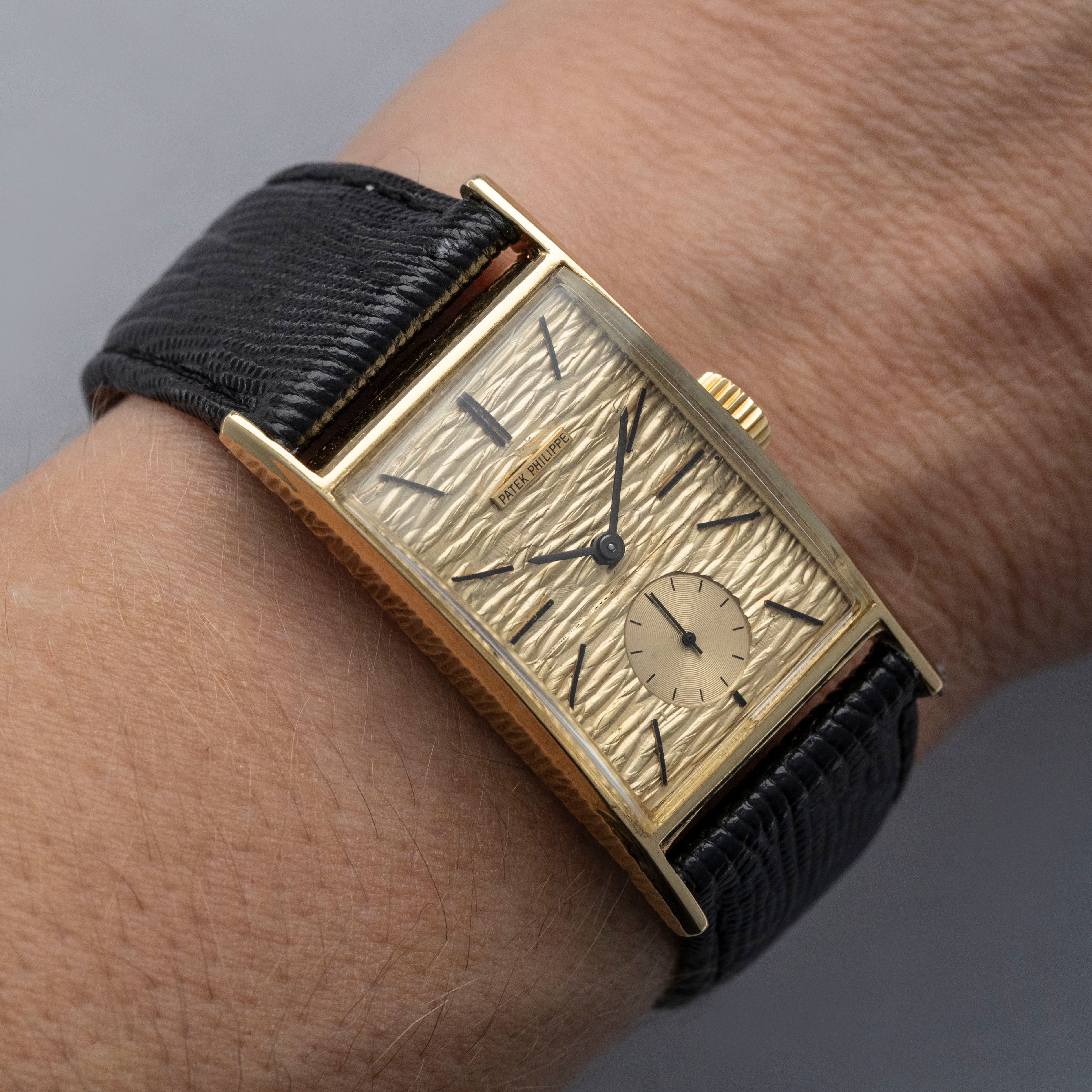 Patek Philippe Rectangular 2554/10 Textured Dial and Case 18k YG
