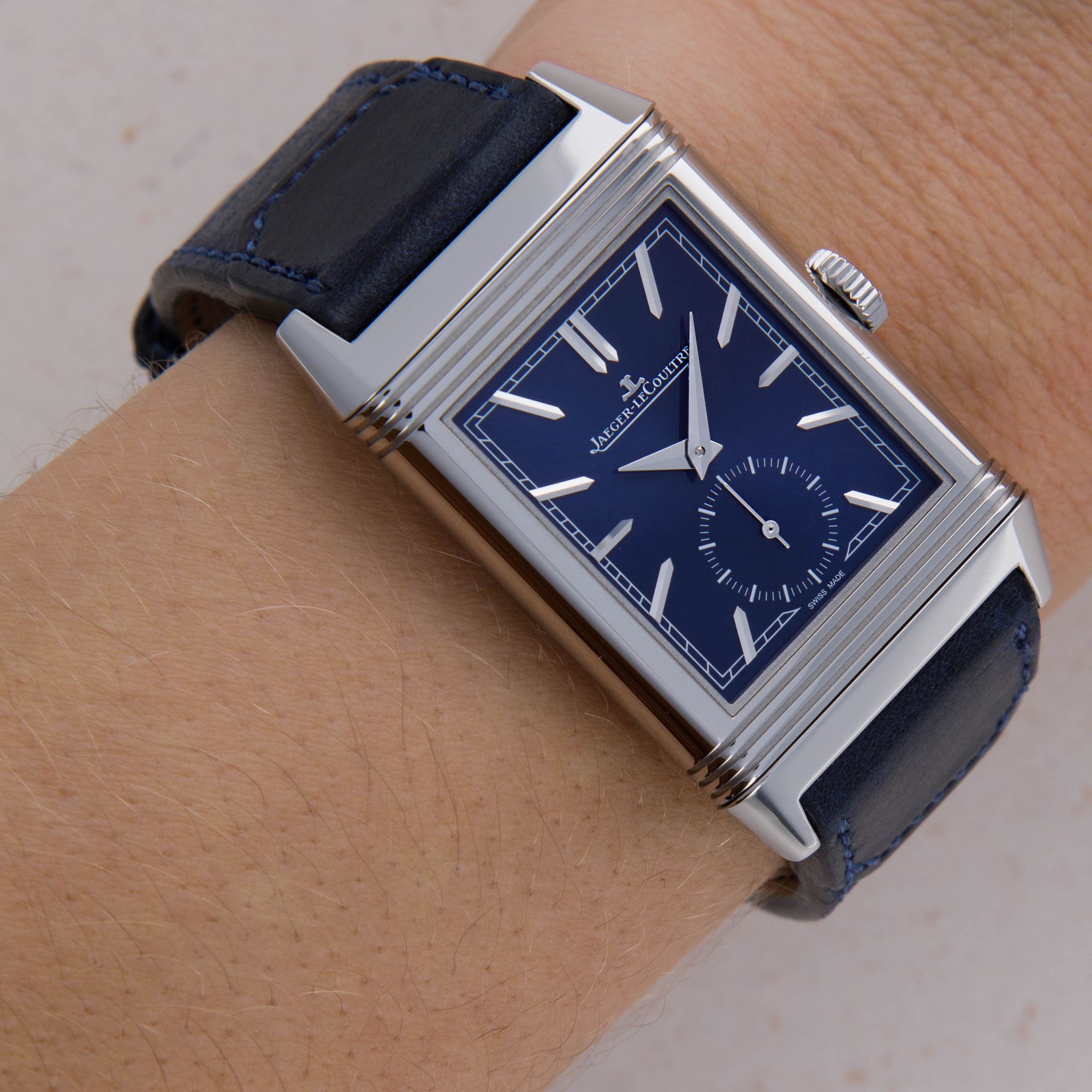 Jaeger LeCoultre Reverso Tribute Small Seconds 214.8.62 Blue Dial