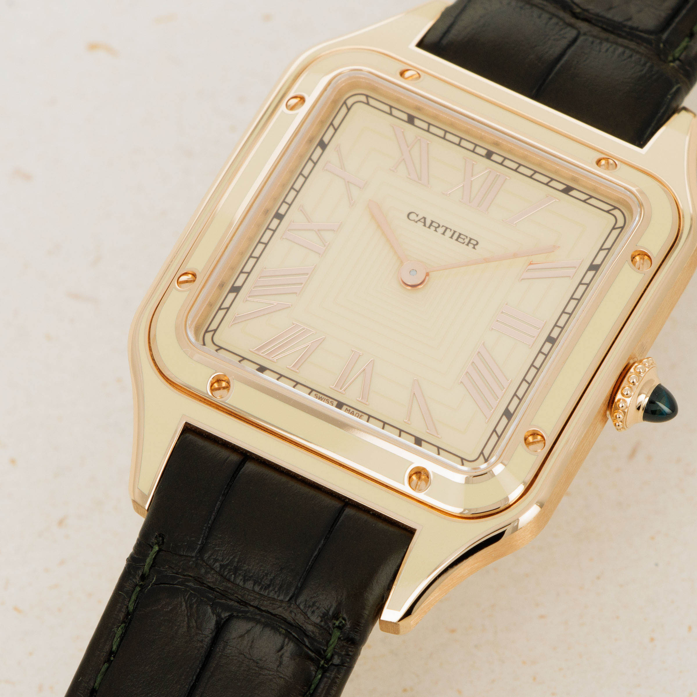 Cartier Santos Dumont Cream Lacquered 18k RG WGSA0054 Auctions