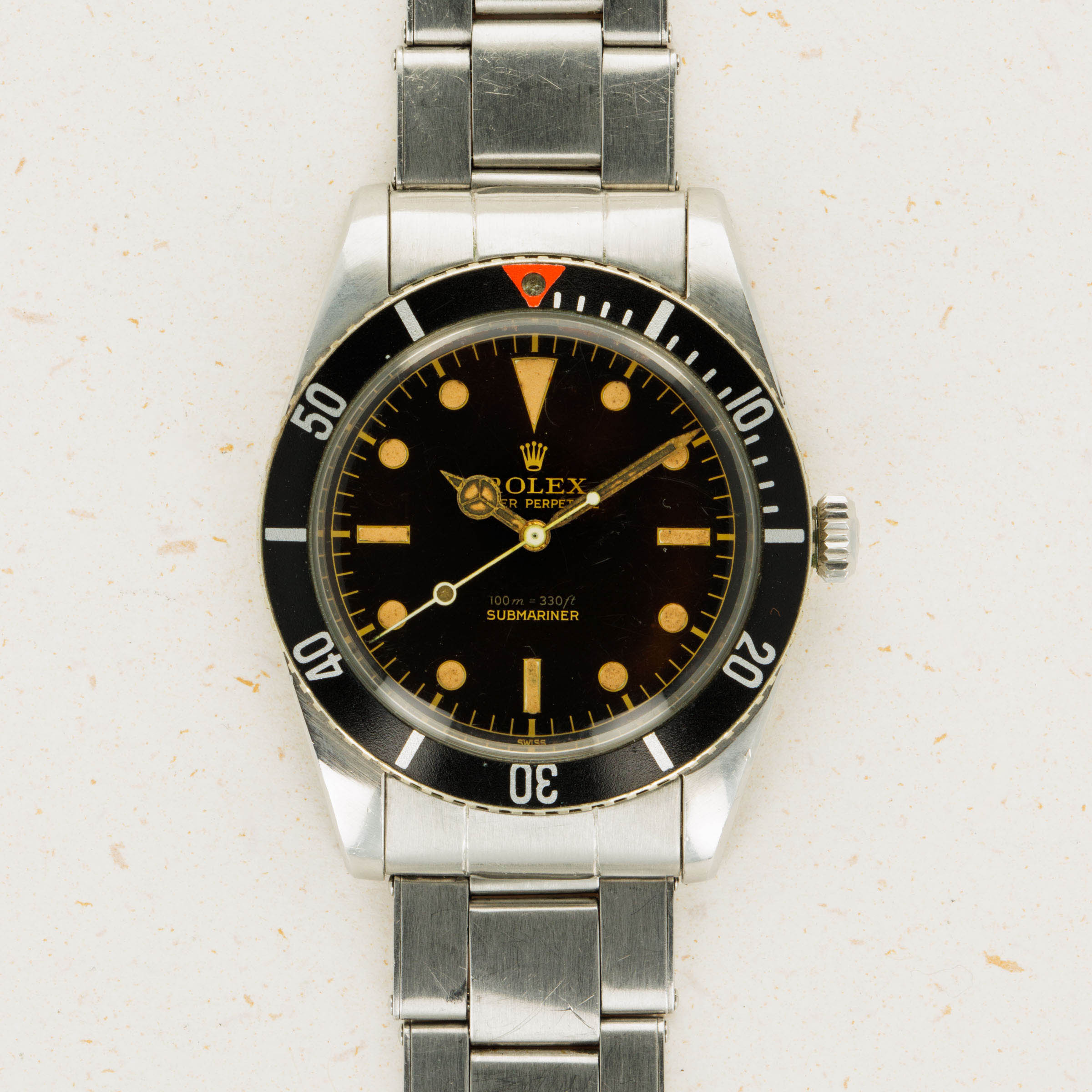 Rolex Submariner 6536 1 Small Crown Gilt Dial Red Triangle