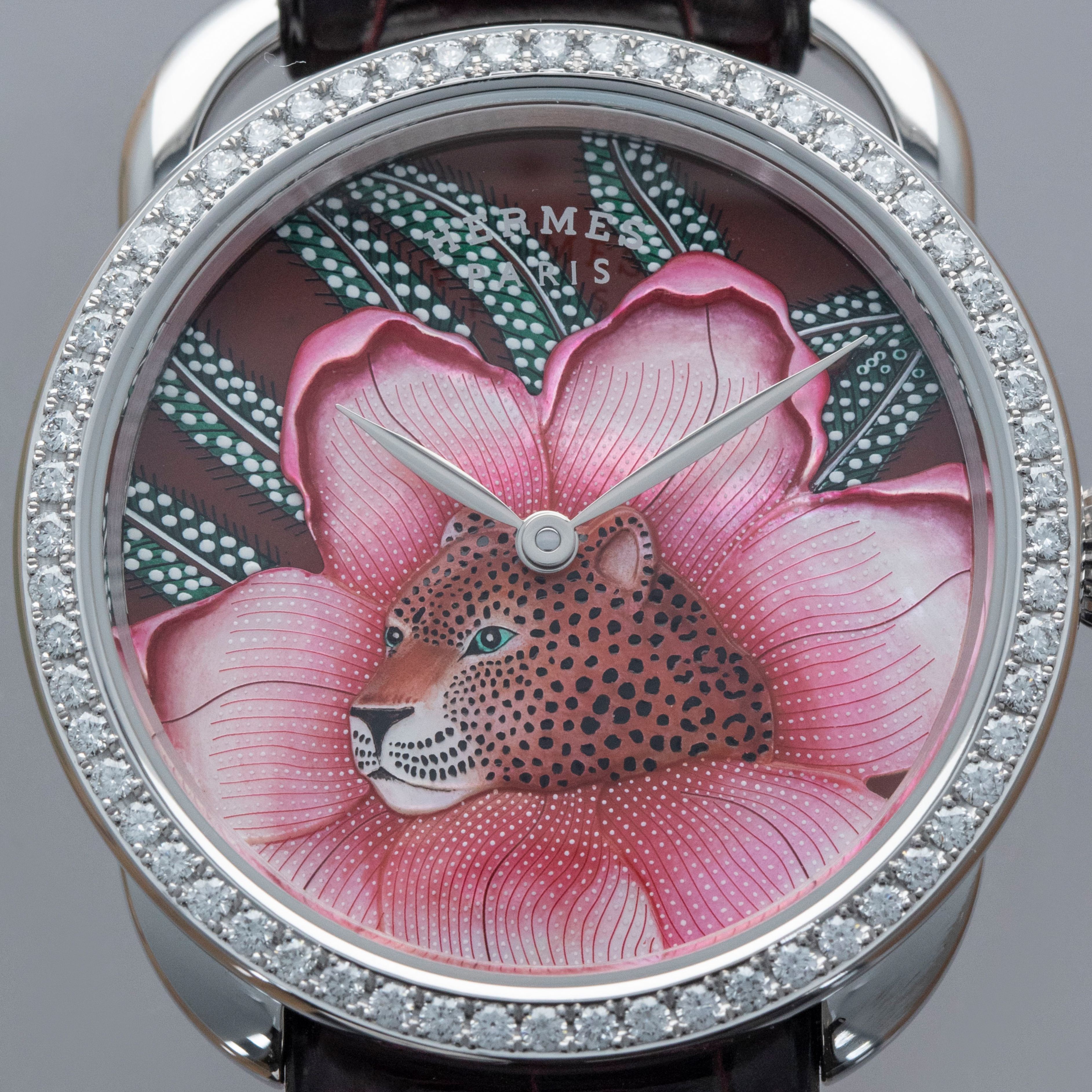 Hermes Arceau AR6.A93b Leopard in Baobab Tree Enamel Dial Diamond