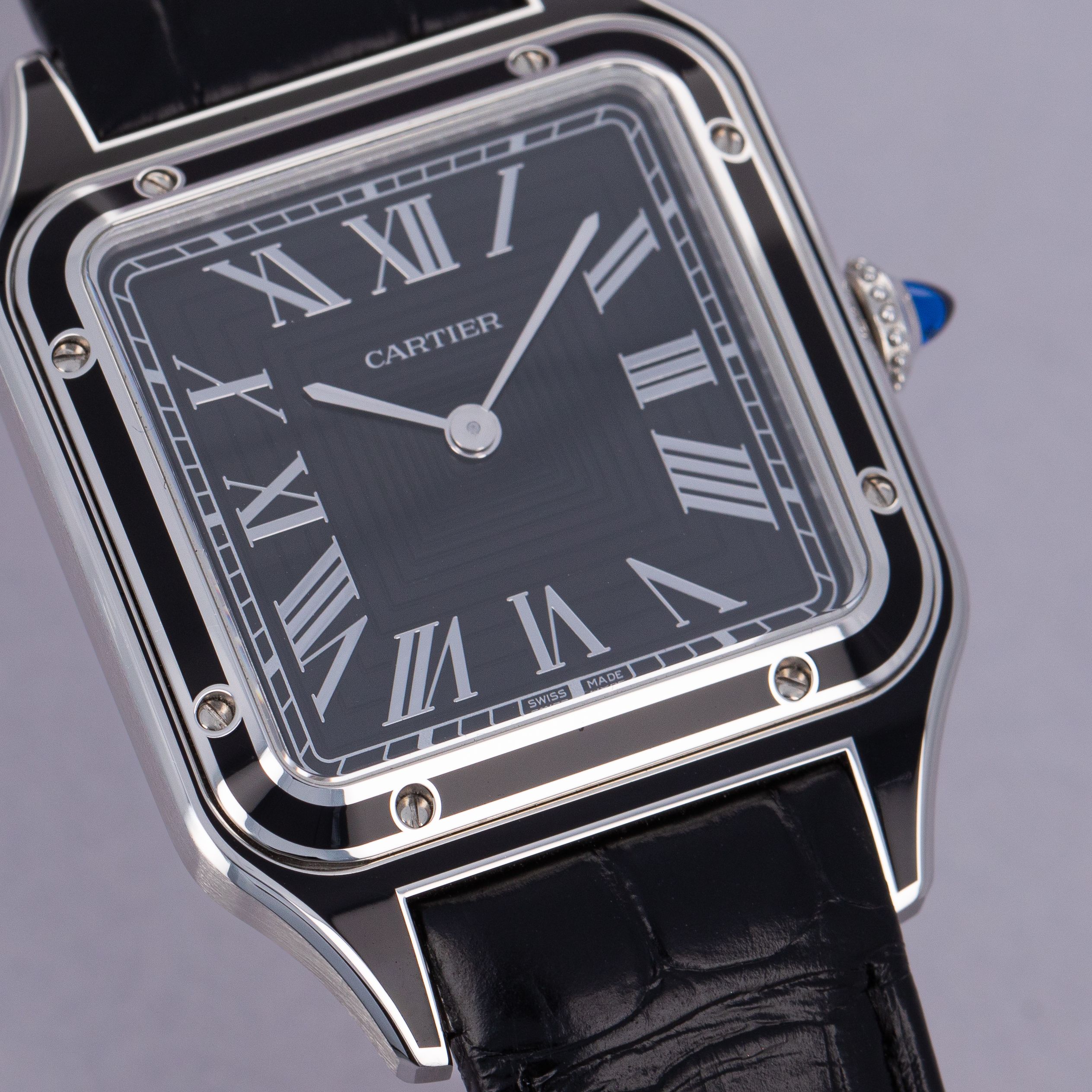 CARTIER SANTOS DUMONT BLACK LACQUERED STEEL CASE WSSA0046