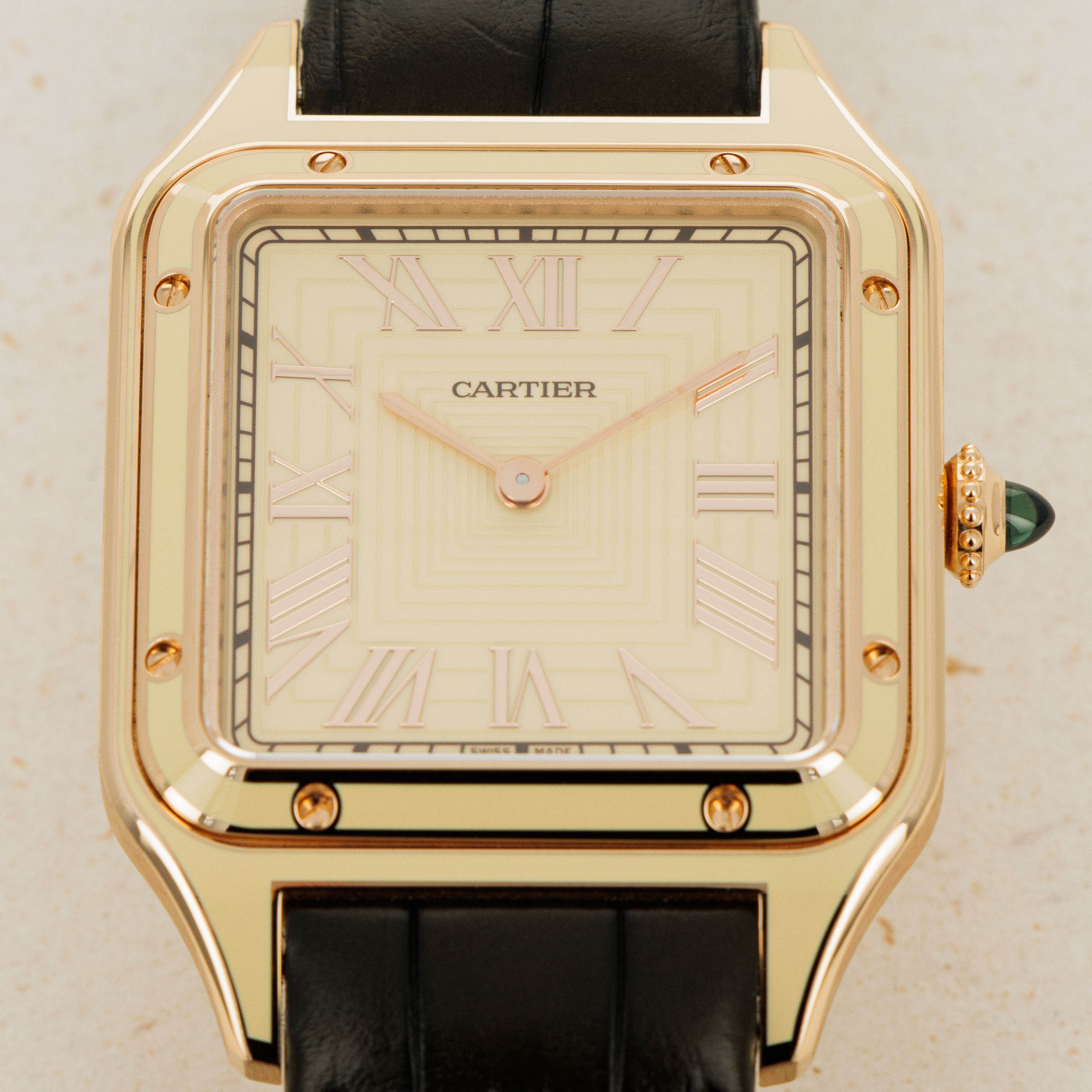 Cartier Santos Dumont Cream Lacquered 18k RG WGSA0054 Auctions