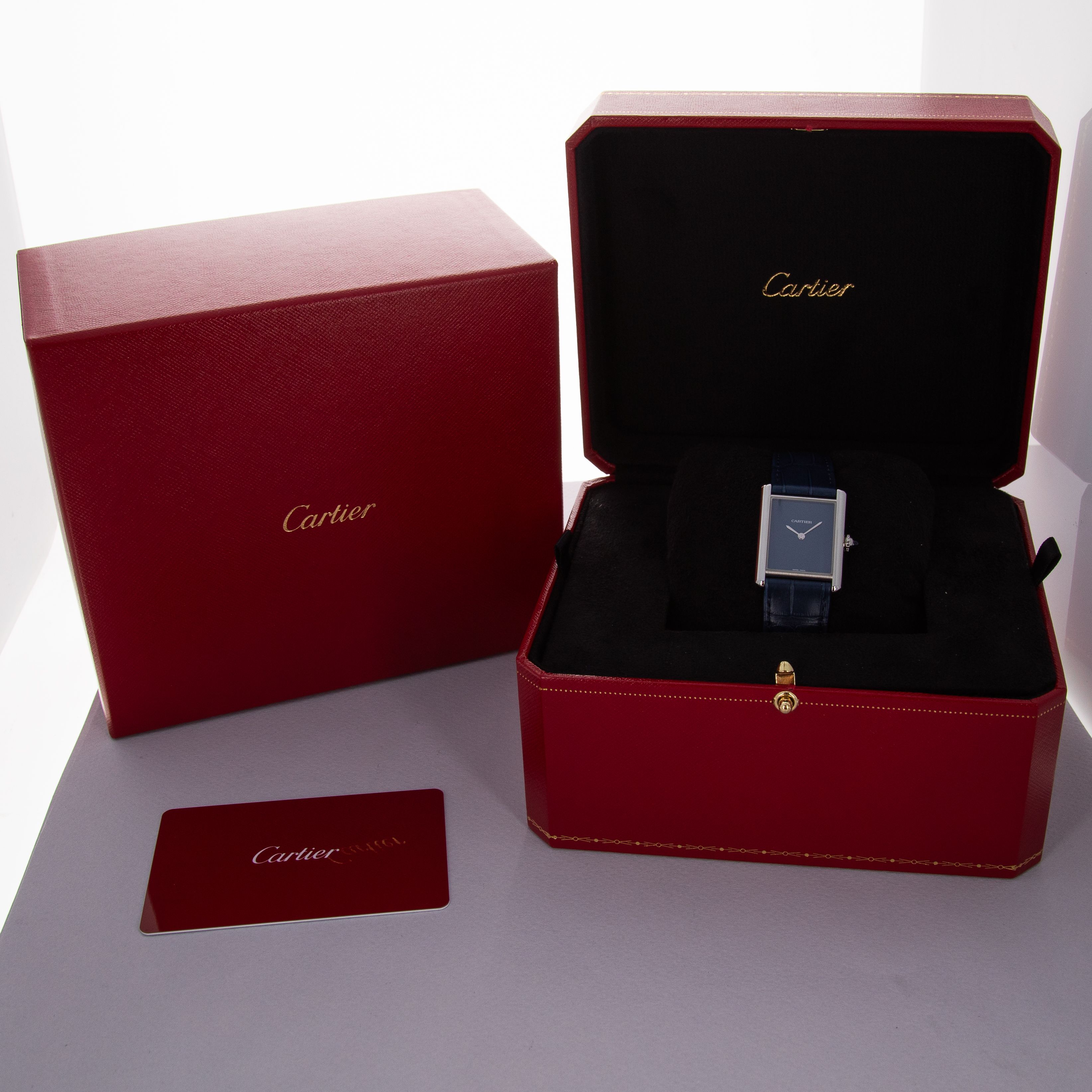 Cartier les must de Cartier ボックスメモパッド Cartier Must De Tank 'Lapis' Blue Dial - Box & Papers