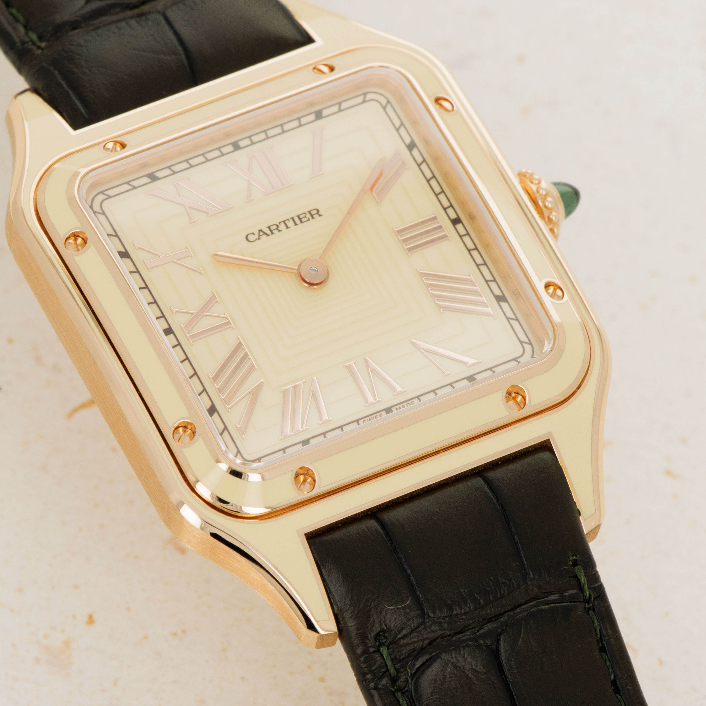 Cartier Santos Dumont Cream Lacquered 18k RG WGSA0054 Auctions