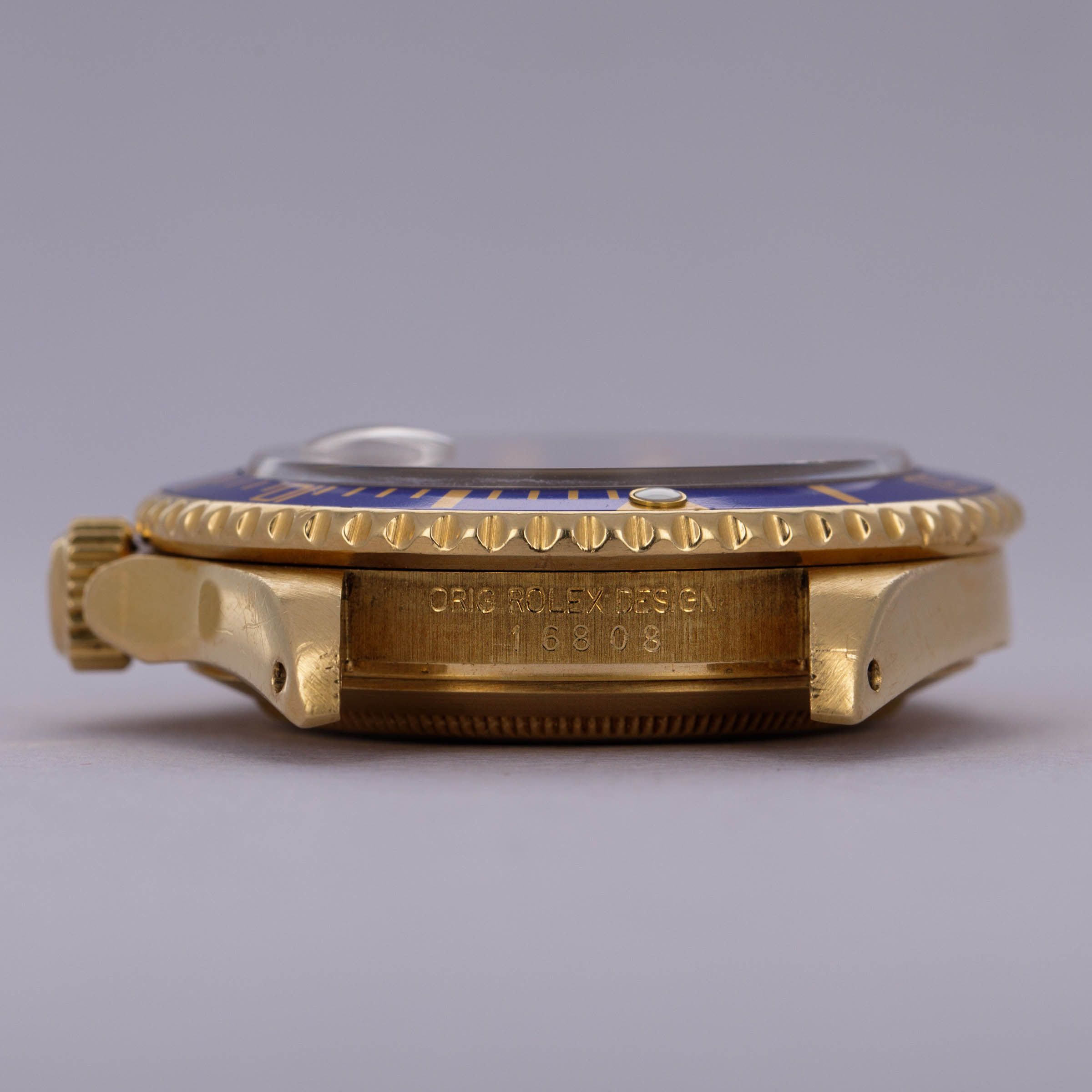 Rolex Submariner 16808 Blue Nipple Dial 18k YG | Auctions | Loupe This