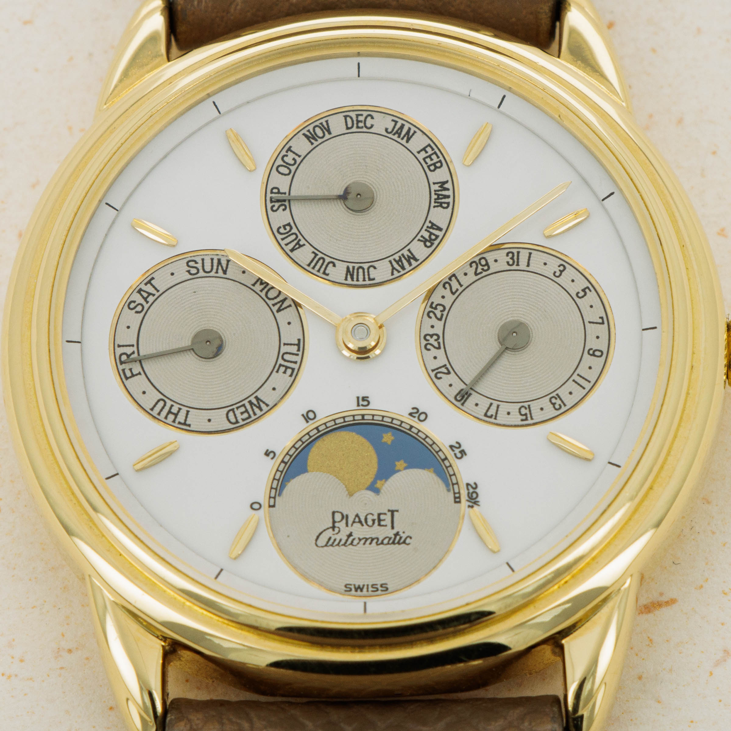 Piaget Gouverneur Triple Calendar 15958 18k YG Auctions Loupe This