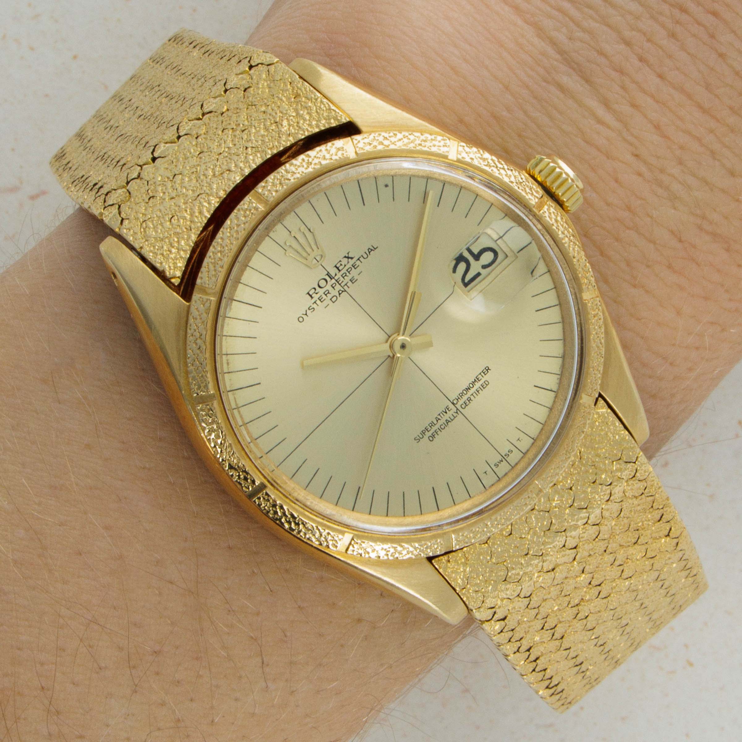 Rolex Date 1510 Zephyr Dial Morellis Finish 18k YG | Auctions