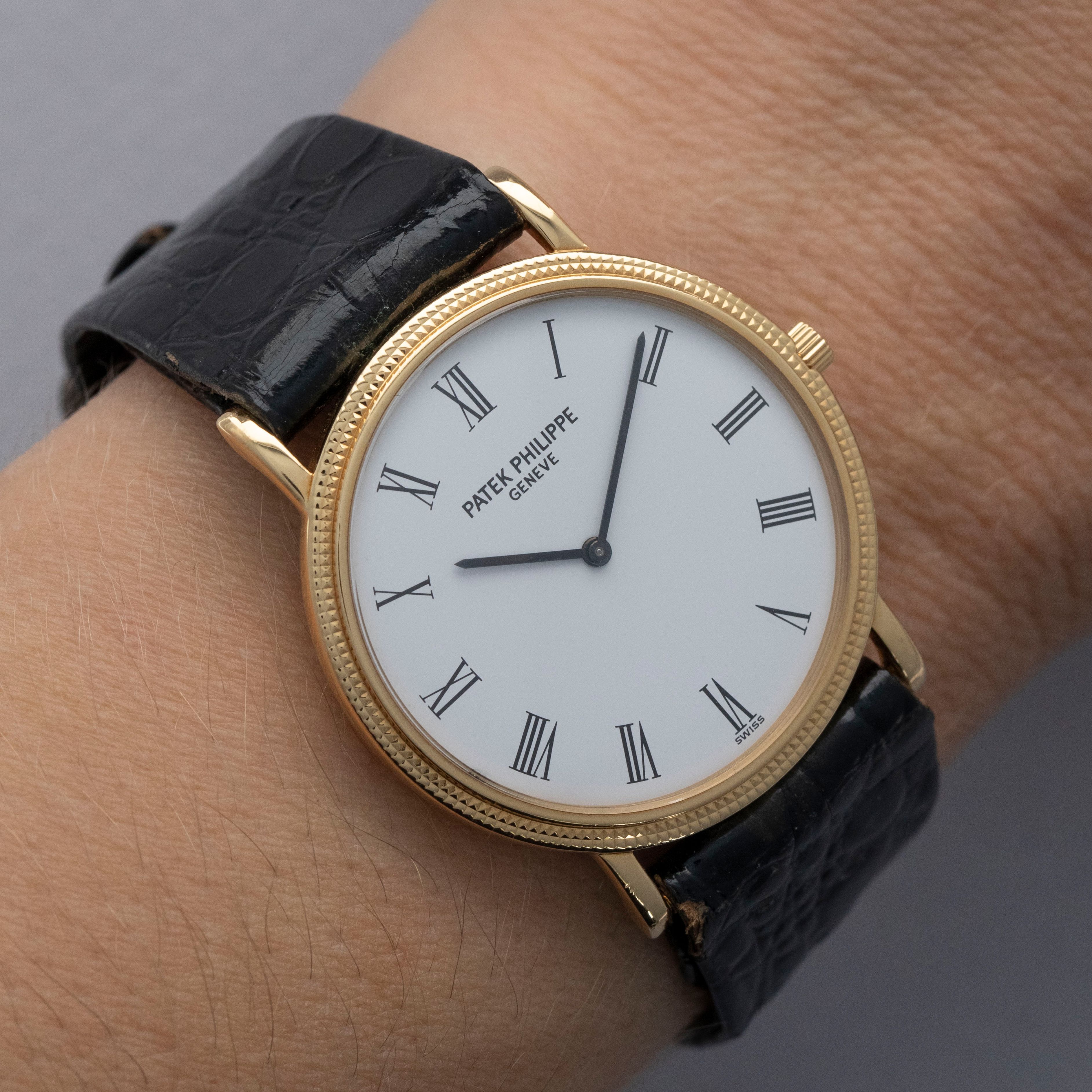PATEK PHILIPPE EXTRA-THIN CALATRAVA 3520D WHITE ROMAN DIAL 18K YG