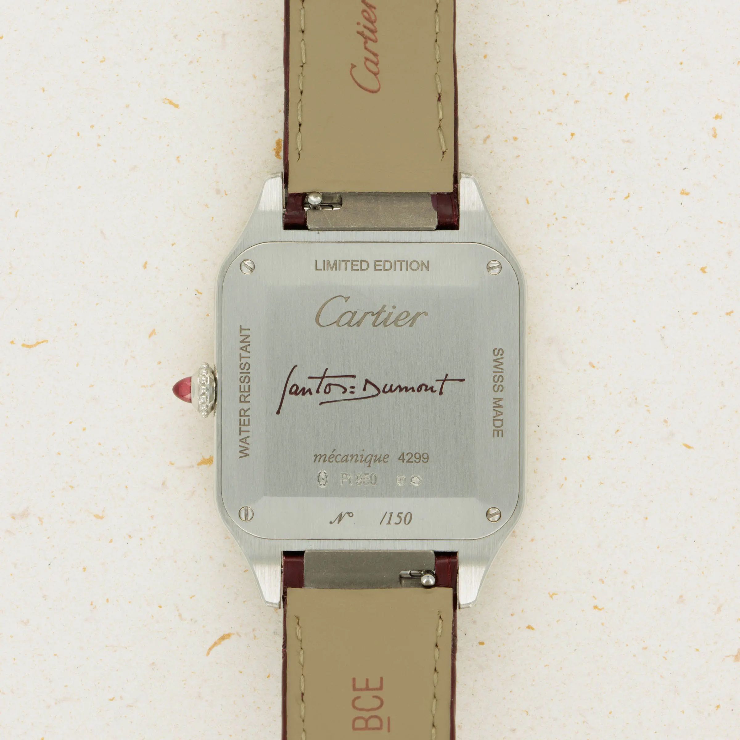 Cartier Santos Dumont Burgundy Lacquered Platinum CRWGSA0053