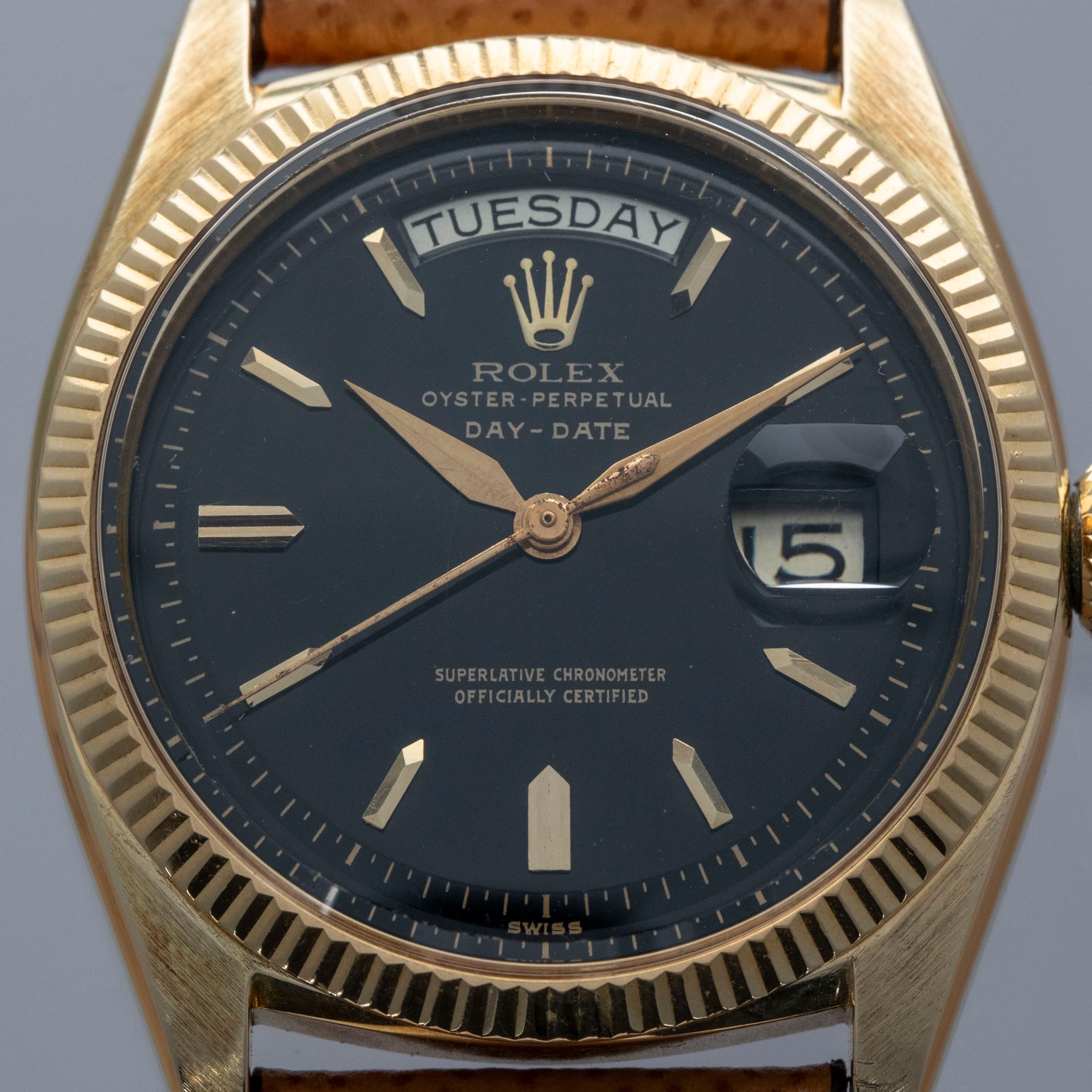 ROLEX ロレックス　真鍮製サイン　 超希少品 Rolex Day-Date 6611B Black Gilt Dial | Auctions | Loupe This