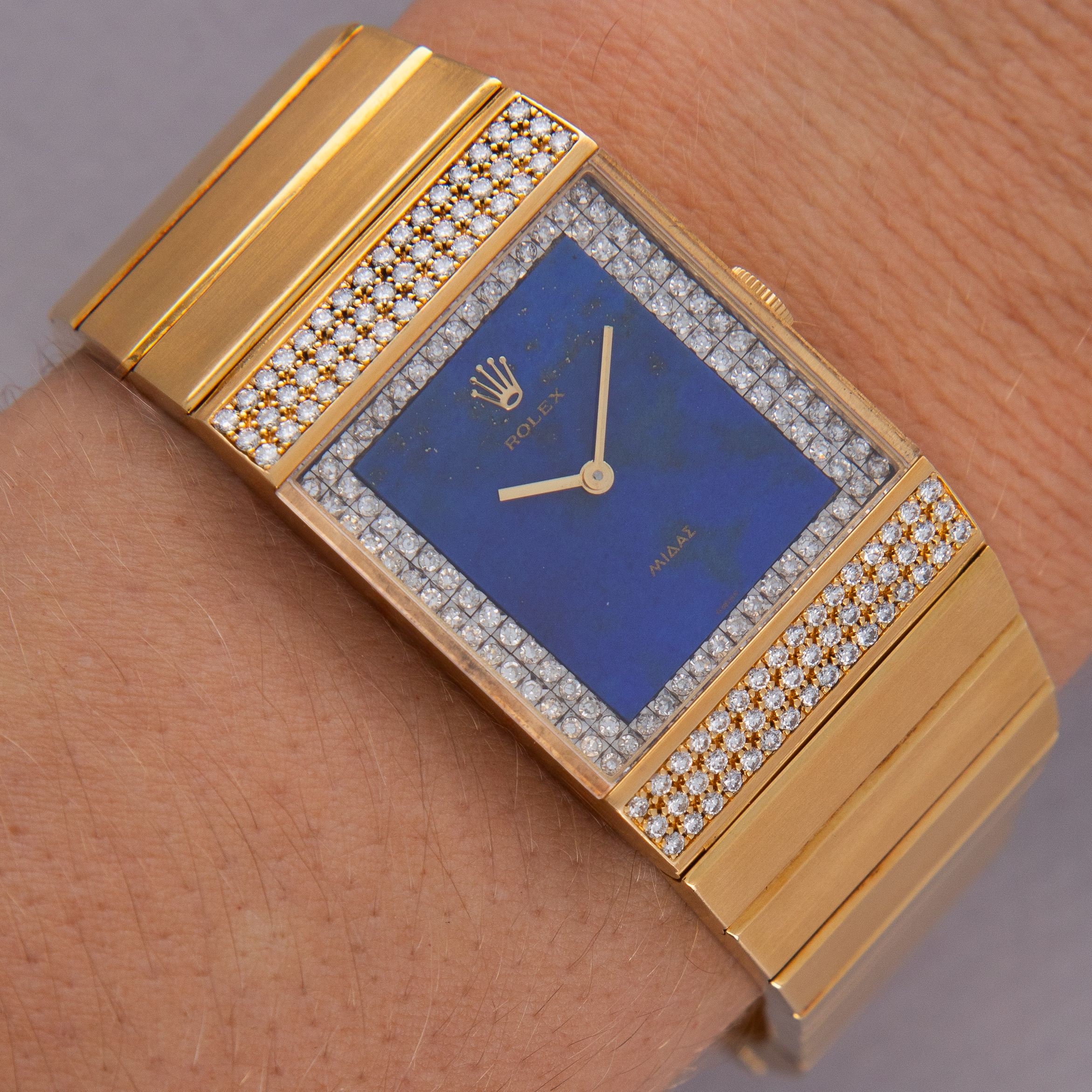 Rolex King Midas 4611 Diamond Lapis Lazuli Dial 18k YG | Auctions