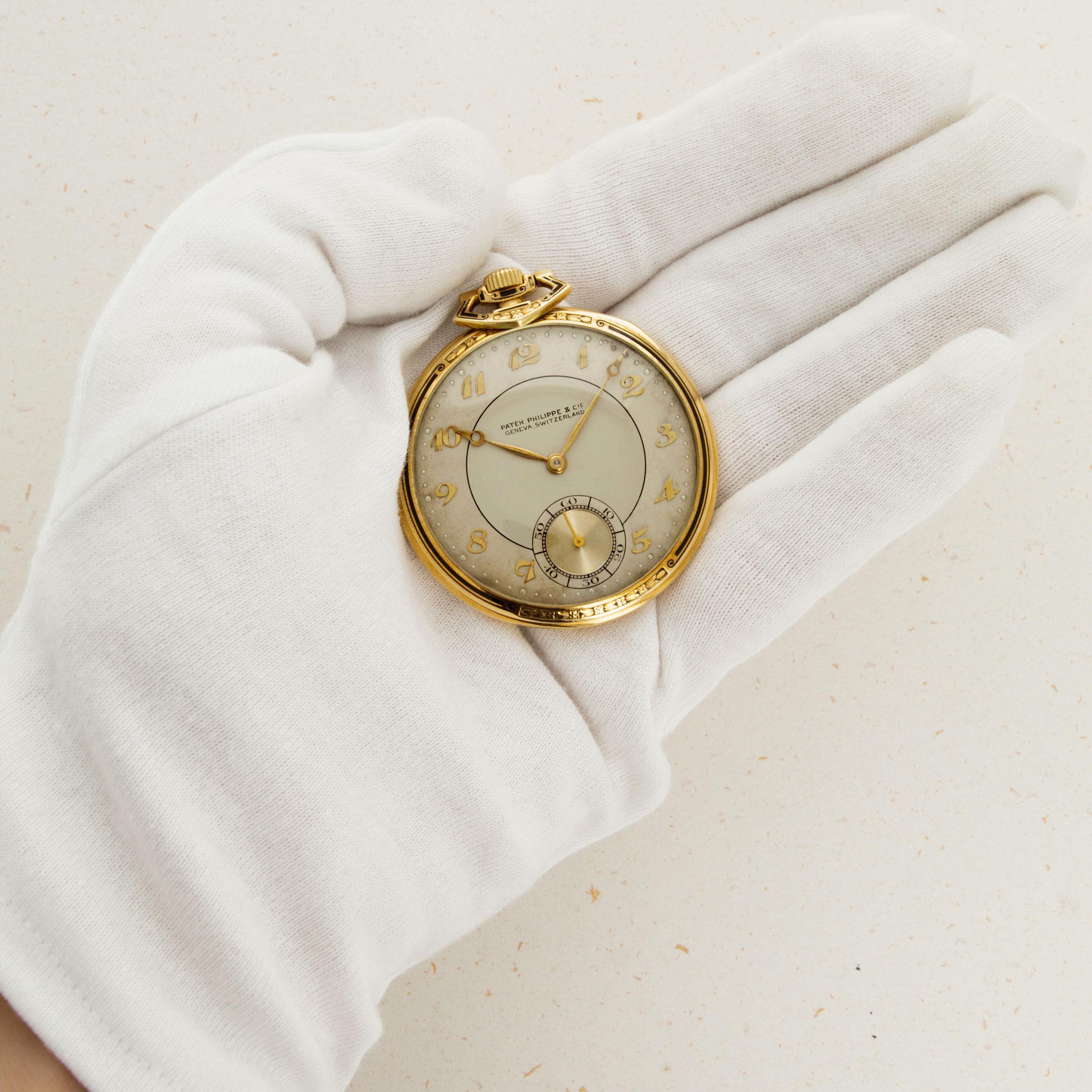 Patek Philippe Breguet Indexes Black Enamel Engraved Case Dress