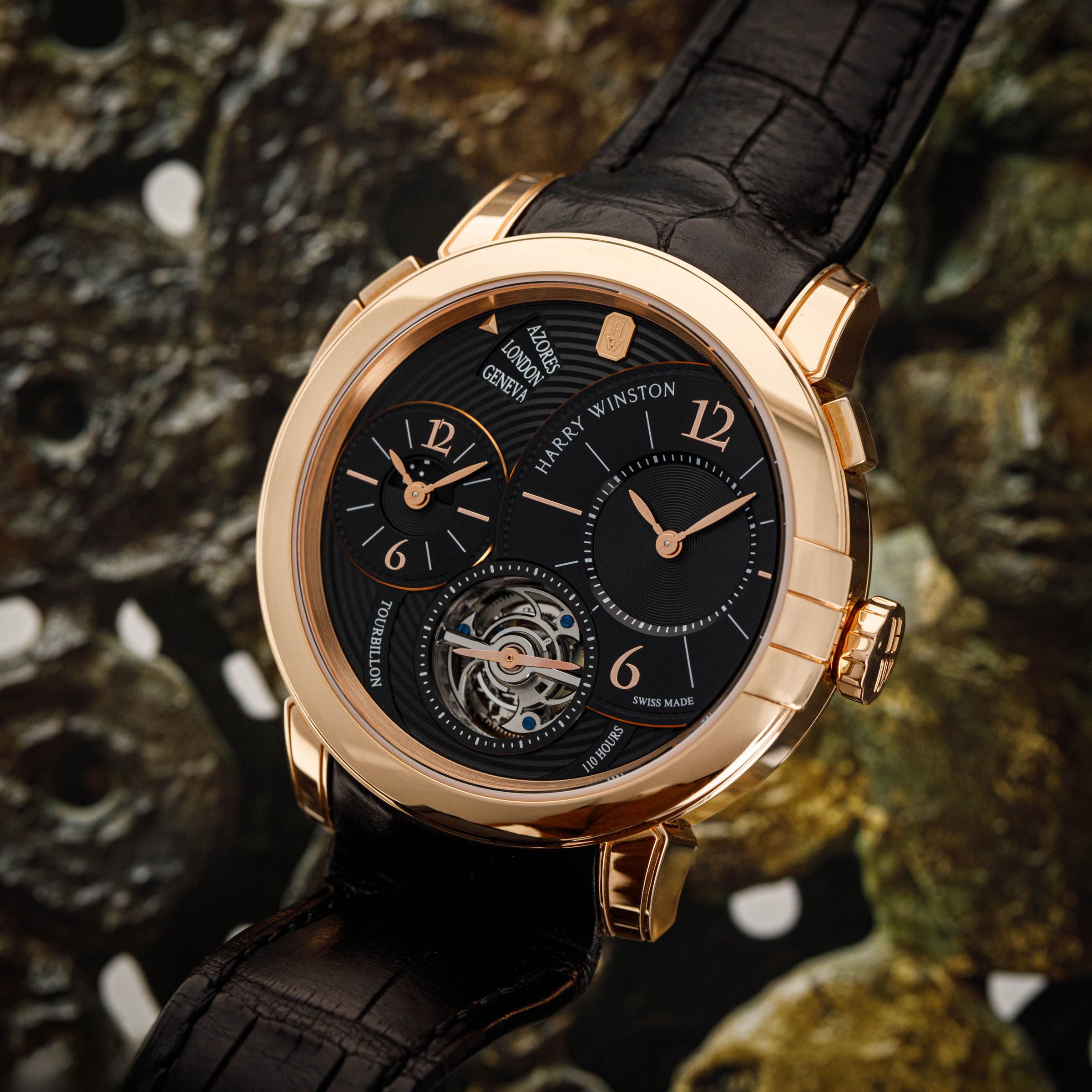Harry Winston Midnight GMT Tourbillon 450/MATTZ45R Black Dial 18k