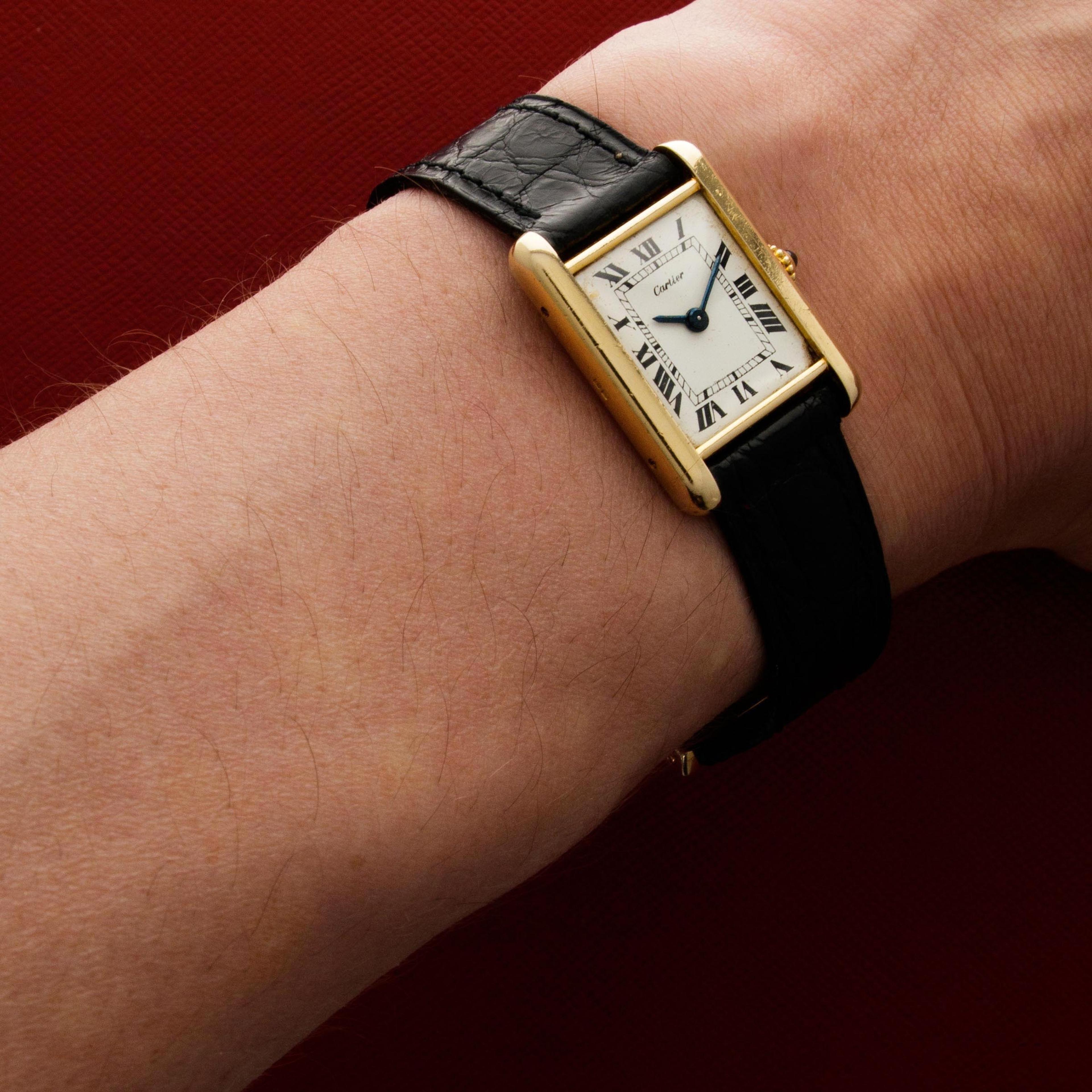 Sold at Auction: Ladies Cartier Tank Louis White Gold Watch